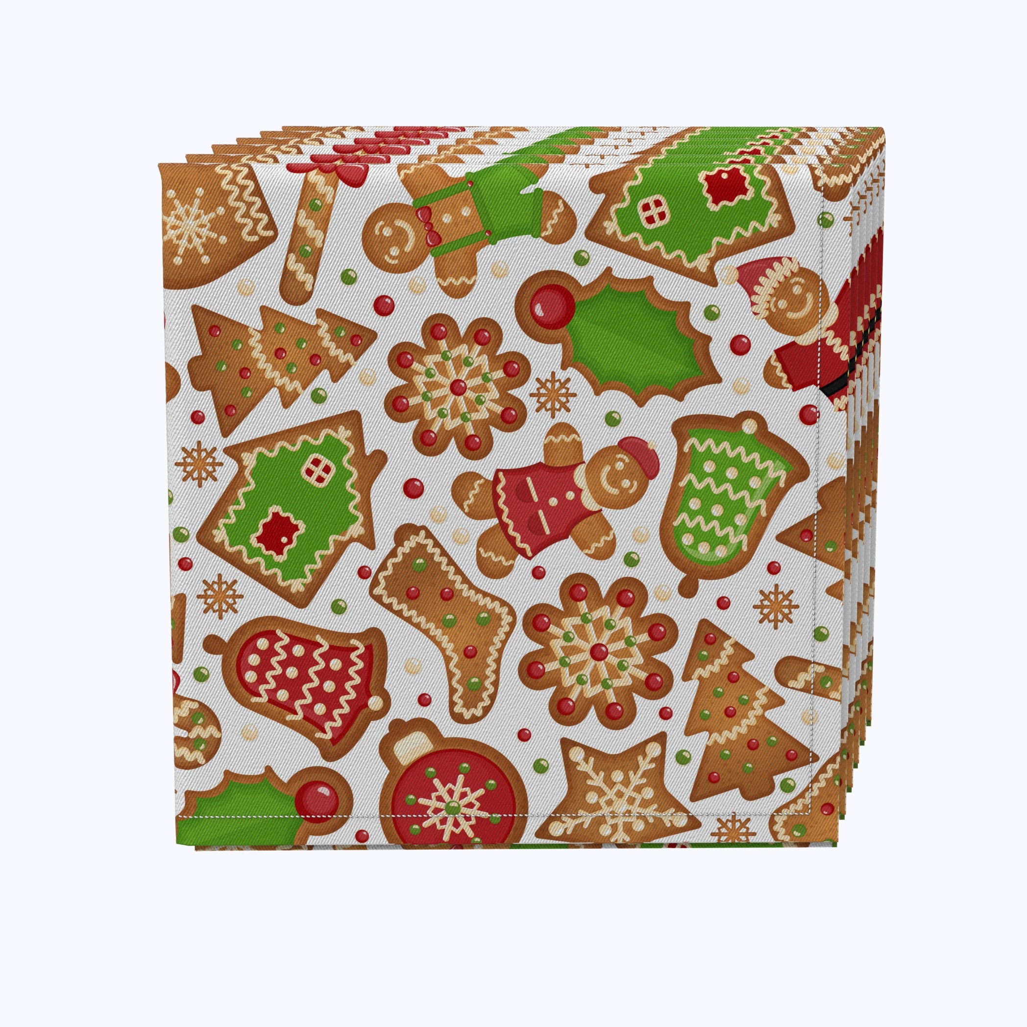 Festive Christmas Cookies Cotton Napkins - 12 Pack Holiday Kitchen & Dining Table Linens for Parties, Baking, and Seasonal Decor