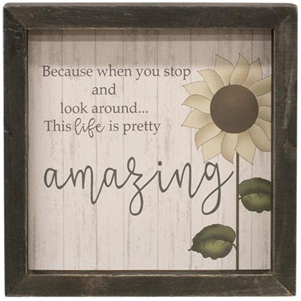 Life Is Amazing Framed Wall Sign - Inspirational Home Decor for Living Room, Bedroom & Office - Perfect Gift for Housewarming, Birthday & Holidays