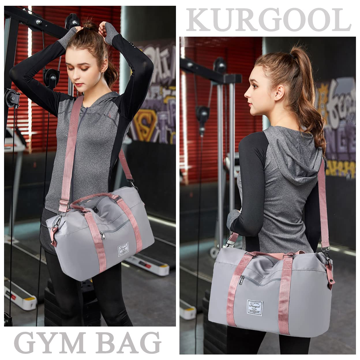 Foldable Waterproof Gym Bag with Wet Pocket - Durable Travel Duffle & Weekender Bag for Women - Perfect for Gym, Yoga, Overnight Trips & Sports Activities