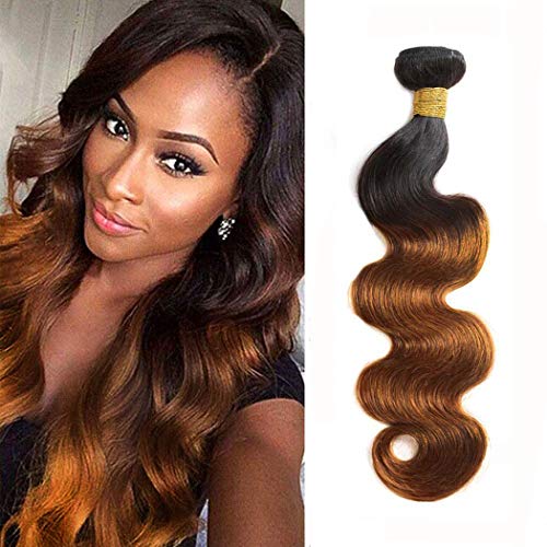 Ombre Brazilian Human Hair Extensions 20 Inch - 100% Human Hair Body Wave Bundles (1B/30, 8A Grade, 1Pcs/100g) for Natural Look & Styling - Perfect for Daily Wear, Parties & Special Occasions