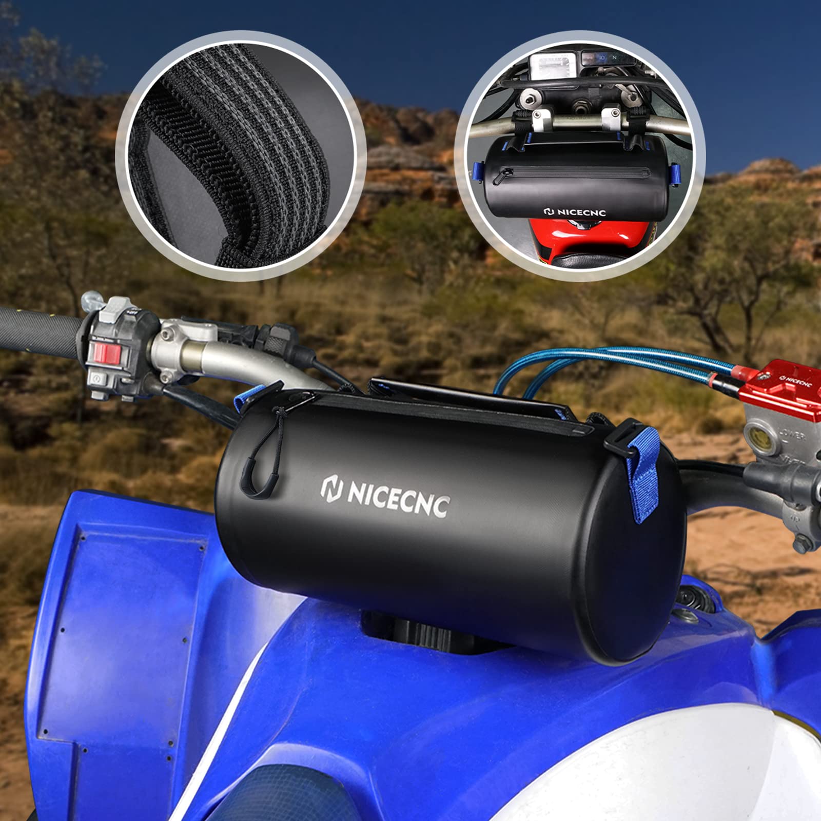 Waterproof Motorcycle Handlebar Bag - Universal Fit for Bike, ATV, Scooter - Anti-Deformation & Seepage-Proof Fabric with Waterproof Zipper - Durable Motorcycle Accessories Storage Bag - Perfect for Commuting, Off-Roading & Adventure Riding