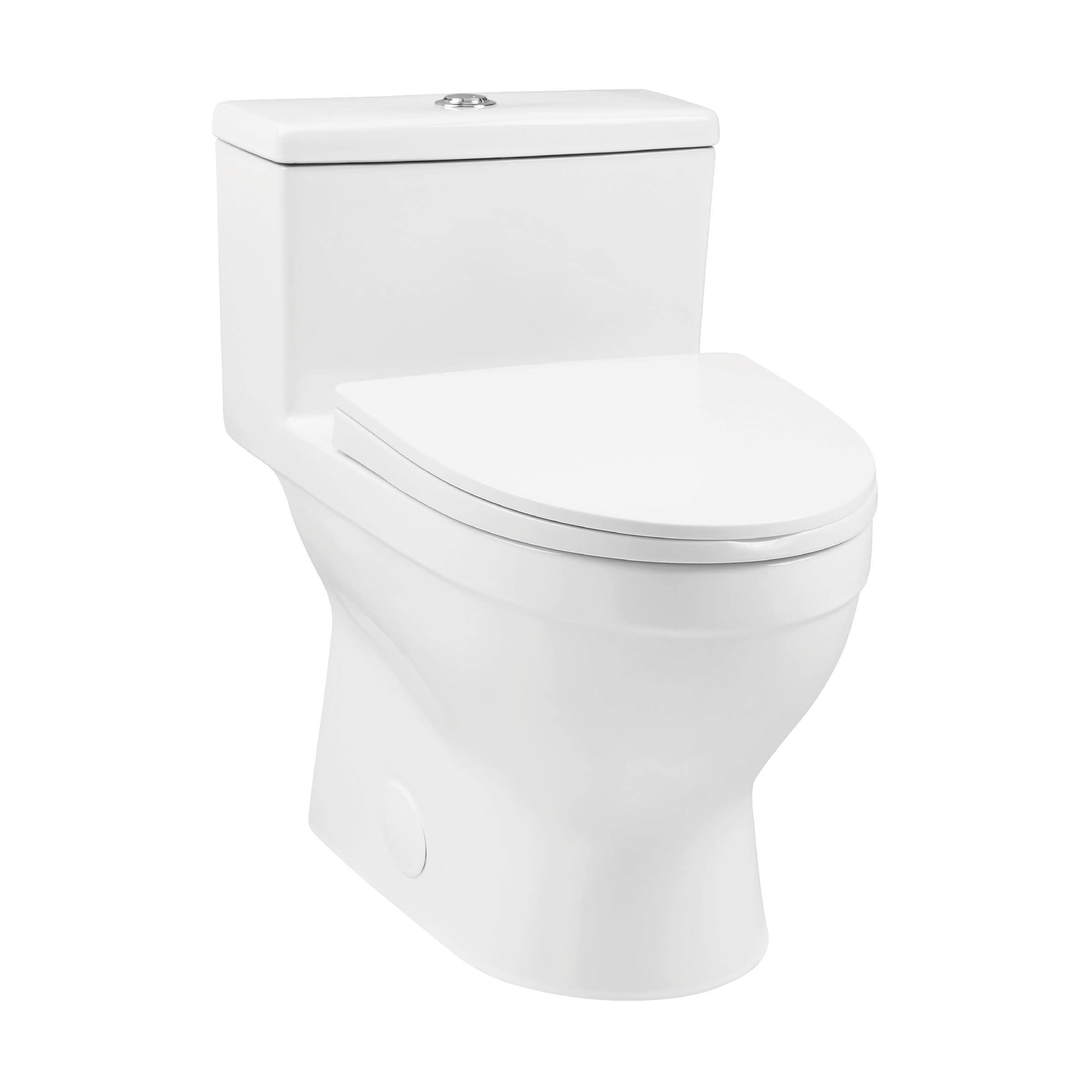 Clichy One-Piece Elongated Toilet with Dual-Flush Technology (1.1/1.6 GPF) - Water Efficient Bathroom Solution for Modern Homes