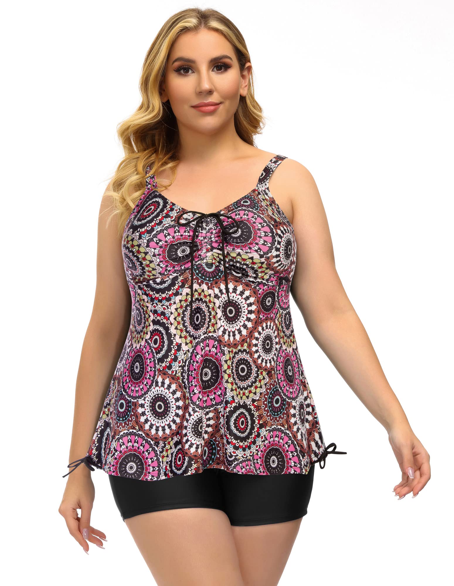 Hanna Nikole Plus Size Tankini Swimsuits for Women - 2 Piece Swimwear Set with Tummy Control Top & Shorts | Beach, Pool & Vacation Outfit