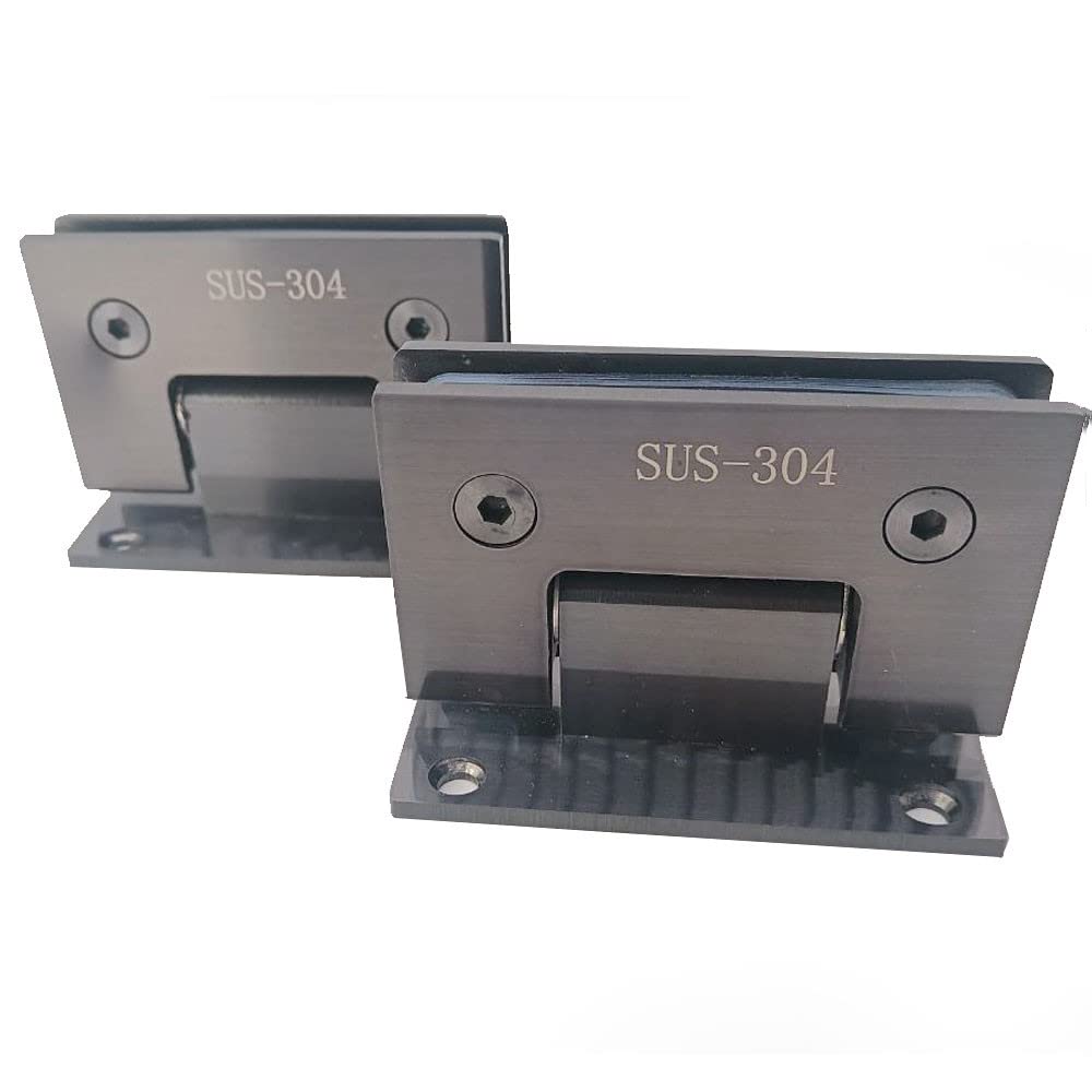 Heavy Duty 90 Degree Glass Shower Door Hinges - SUS 304 Stainless Steel Wall-to-Glass Clamp for 8-12mm Thickness - 2PCS (Grey) - Perfect for Frameless Shower Enclosures, Glass Cabinets & Display Cases