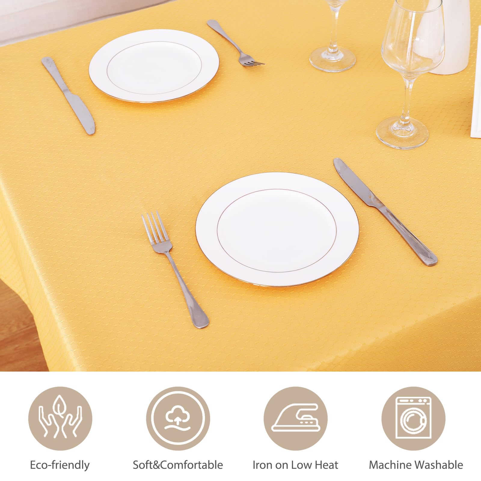Premium Christmas Jacquard Moroccan Rectangle Tablecloth - Oil-Proof, Spill-Proof & Water-Resistant Washable Table Cover for Dining, Parties & Holiday Decor (60x120 Inch, Gold) - Perfect for Indoor & Outdoor Use on Dining Tables, Buffets & Holiday Gatherings
