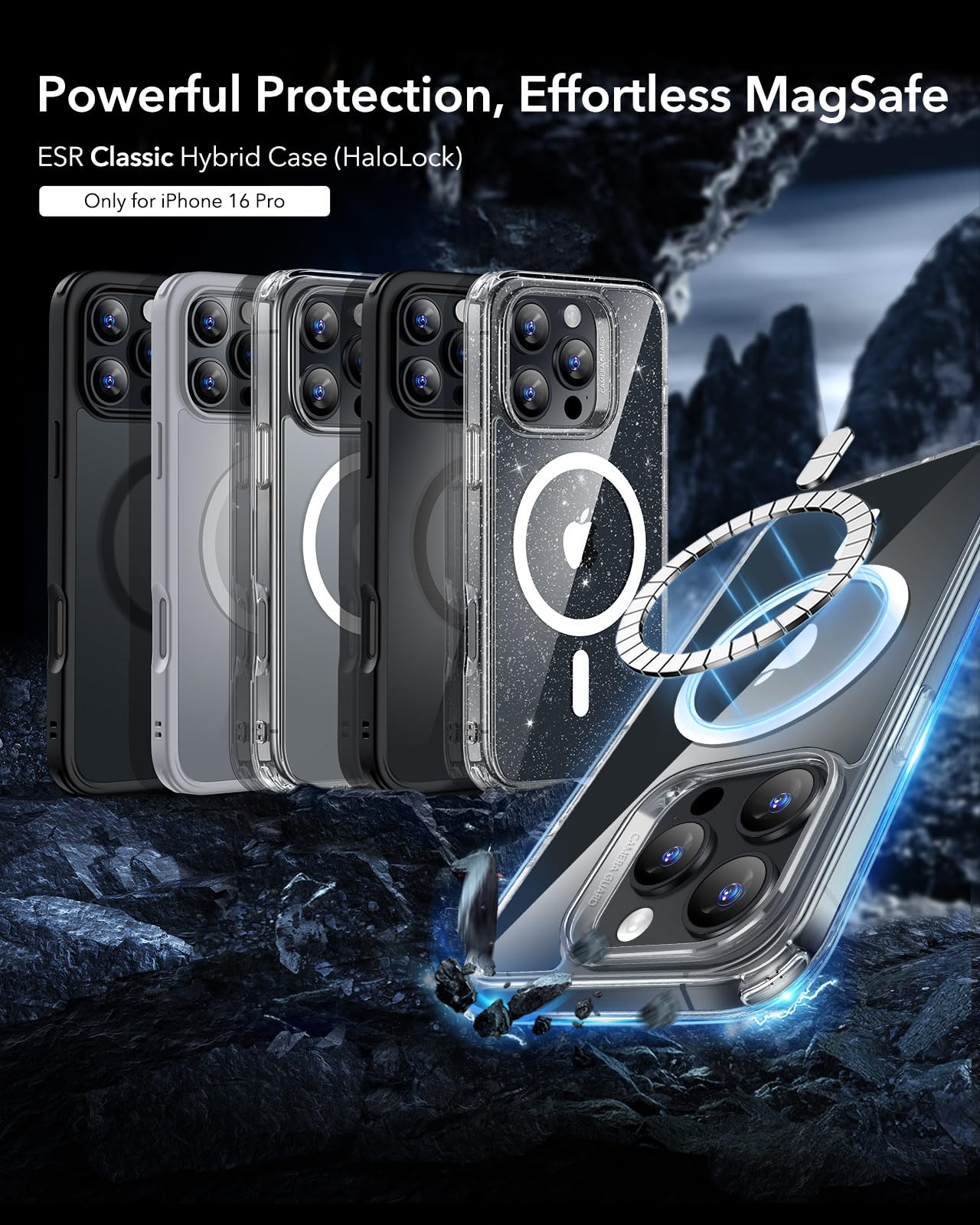 ESR for iPhone 16 Pro Case with MagSafe - Military-Grade Shockproof Protection, Magnetic Phone Cover for iPhone 16 Pro - Classic Hybrid HaloLock Frosted Clear Case | Perfect for Daily Use, Travel & Outdoor Activities