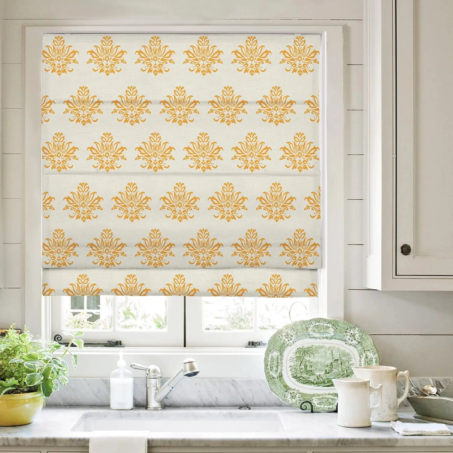 Printed Roman Shade Cord Lift - Elegant Window Treatment for Home & Office Decor | Easy Pull Cord System for Roman Blinds | Perfect for Living Rooms, Bedrooms & Offices