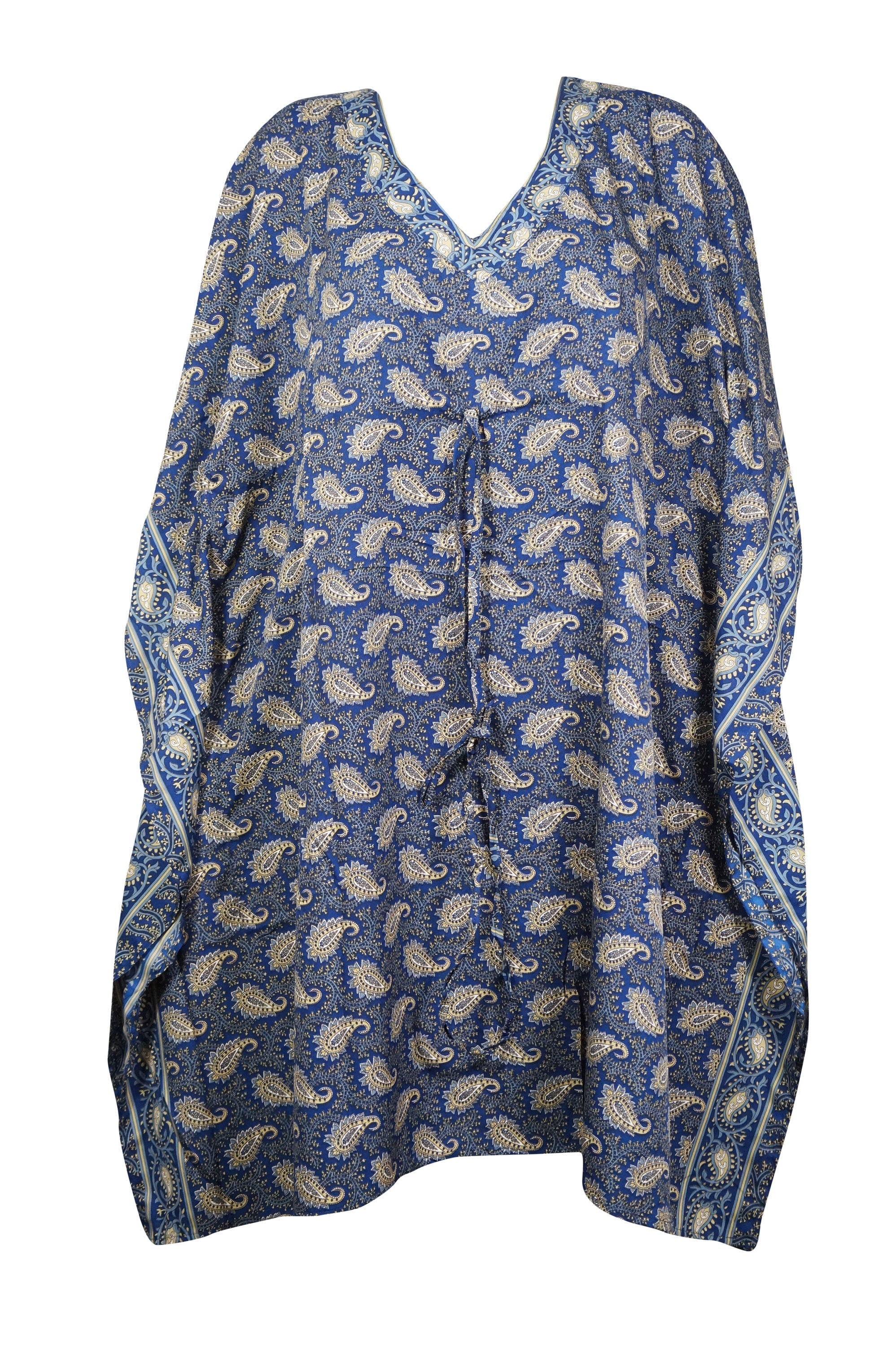Luxury Butter Silk Kaftan Dress - Dark Blue L 3XL | Elegant Tunic Caftan for Beach, Resort & Summer Vacation Wear
