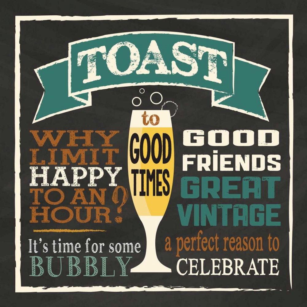 Toast Chalk 1 Poster Print by Melody Hogan - 12x12 Inch Wall Art Decor for Kitchen, Dining Room & Cafe - Funny Food Quote Artwork