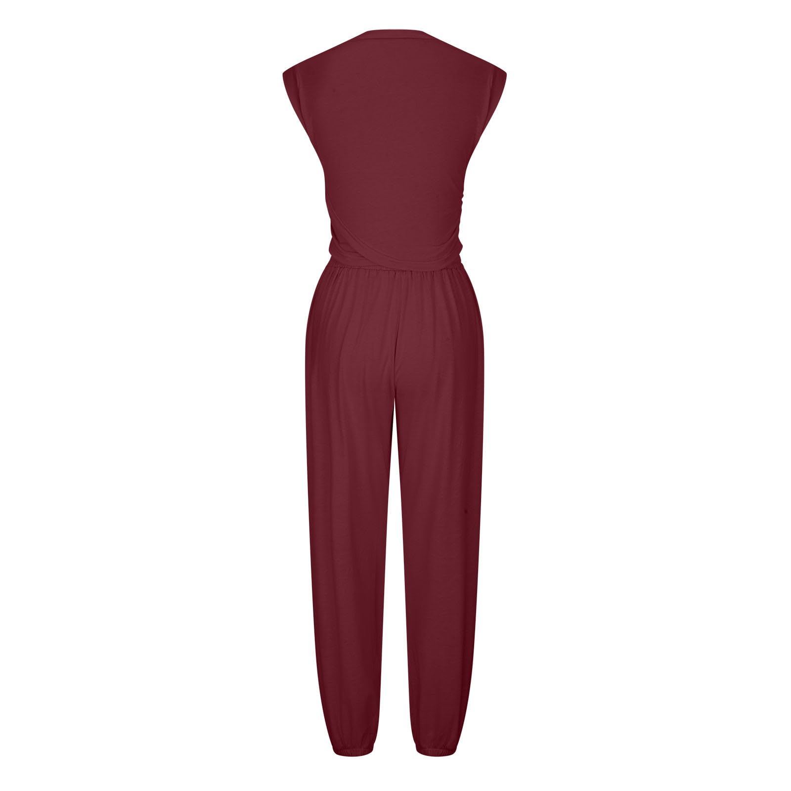 Women's 2-Piece Lounge Set - Sleeveless Crewneck Top & Track Pants with Pockets | Casual Sweatsuit Outfit for Home, Gym, Running Errands & Streetwear Fashion