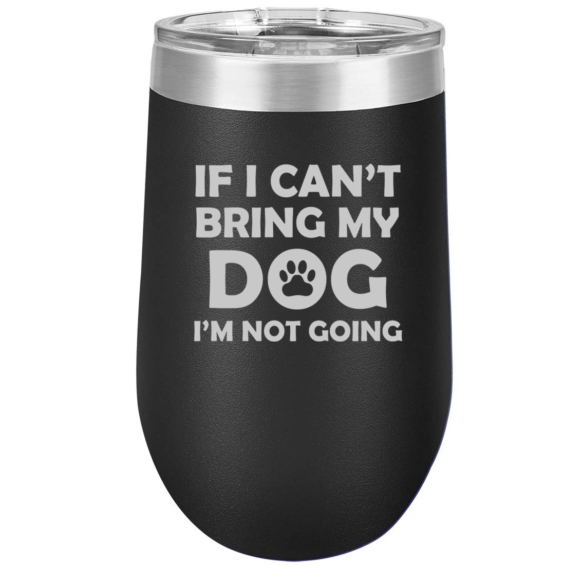 16 oz Double Wall Vacuum Insulated Stainless Steel Wine Tumbler with Lid - Stemless Coffee Travel Mug for Hot & Cold Drinks - Funny Dog Lover Gift (Black) - Perfect for Camping, Office & Outdoor Adventures