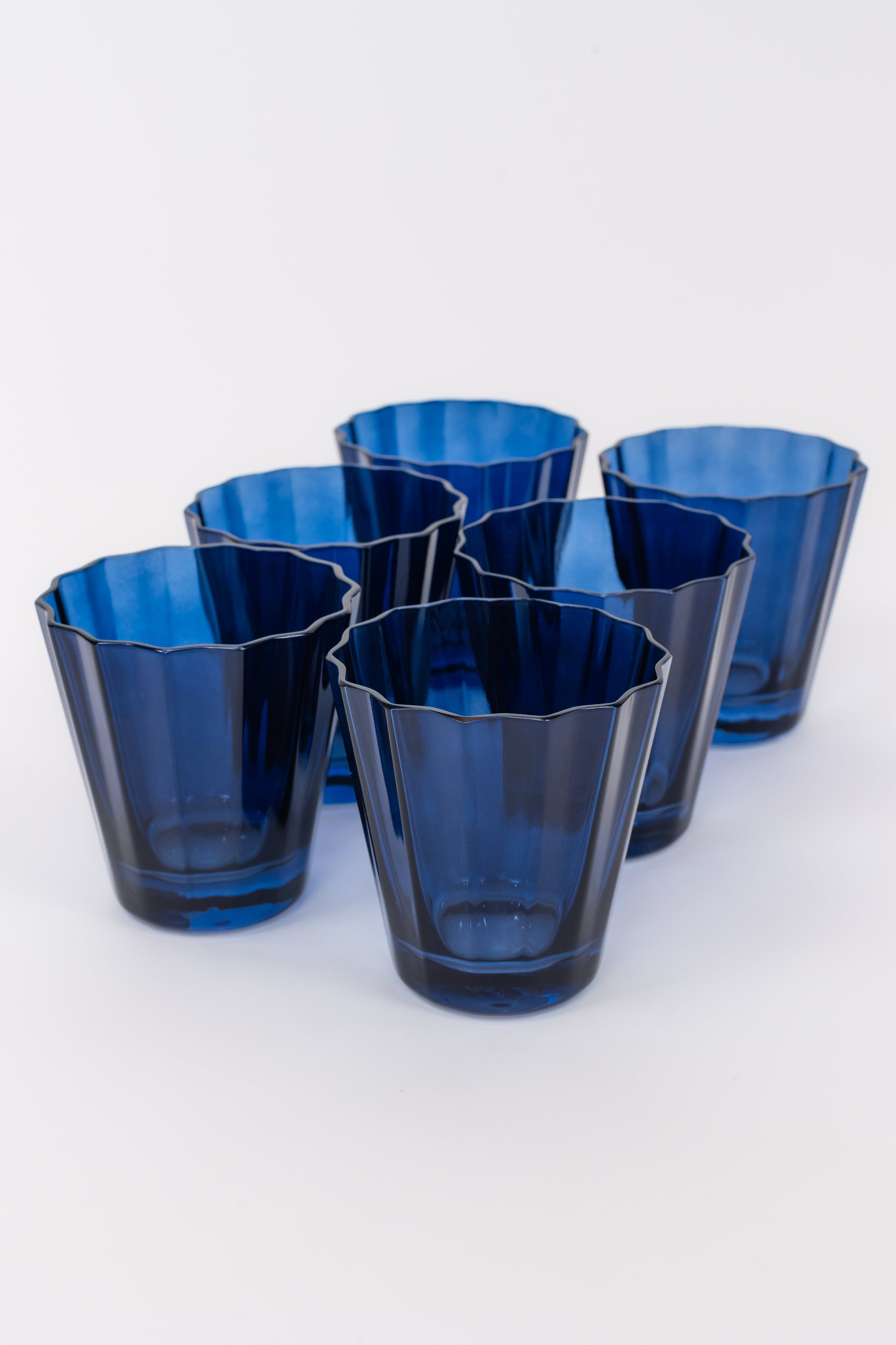 Estelle Colored Sunday Lowball Glasses - Set of 6 (Midnight Blue) | Elegant Cocktail & Whiskey Drinking Glasses for Home Bar, Party & Entertaining