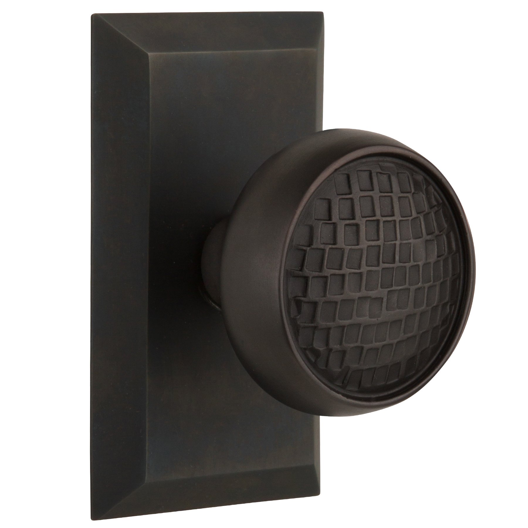Nostalgic Warehouse Studio Plate with Craftsman Knob - Double Dummy Oil Rubbed Bronze Door Hardware for Vintage Home Decor & DIY Projects - Perfect for Bedroom, Bathroom, and Interior Doors