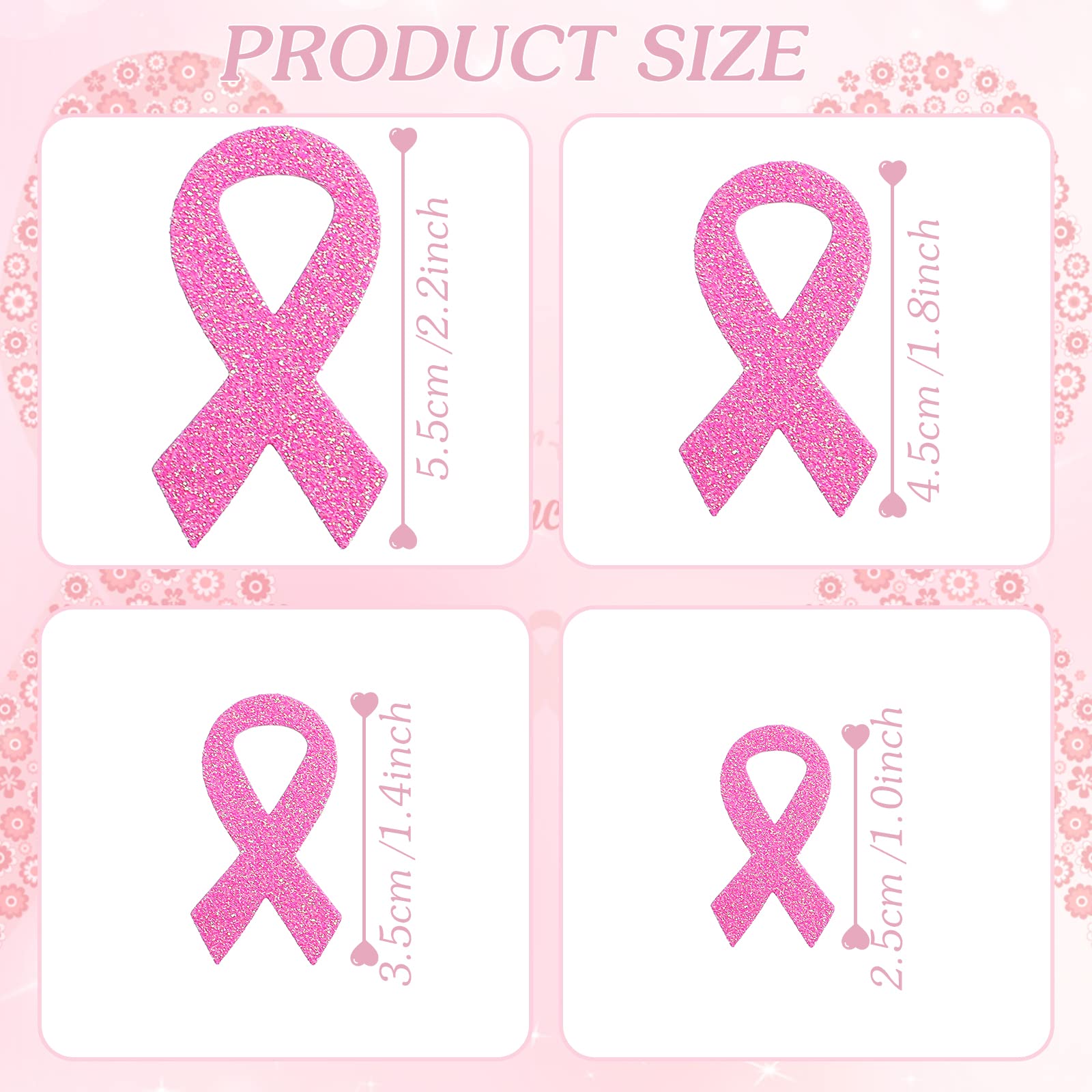 Mimorou 500 Pcs Pink Ribbon Glitter Foam Stickers - Breast Cancer Awareness Stickers for Helmets, DIY Crafts, Scrapbooking & Gifts - Waterproof Self-Adhesive Stickers for Women, Fundraising Events & Charity Support