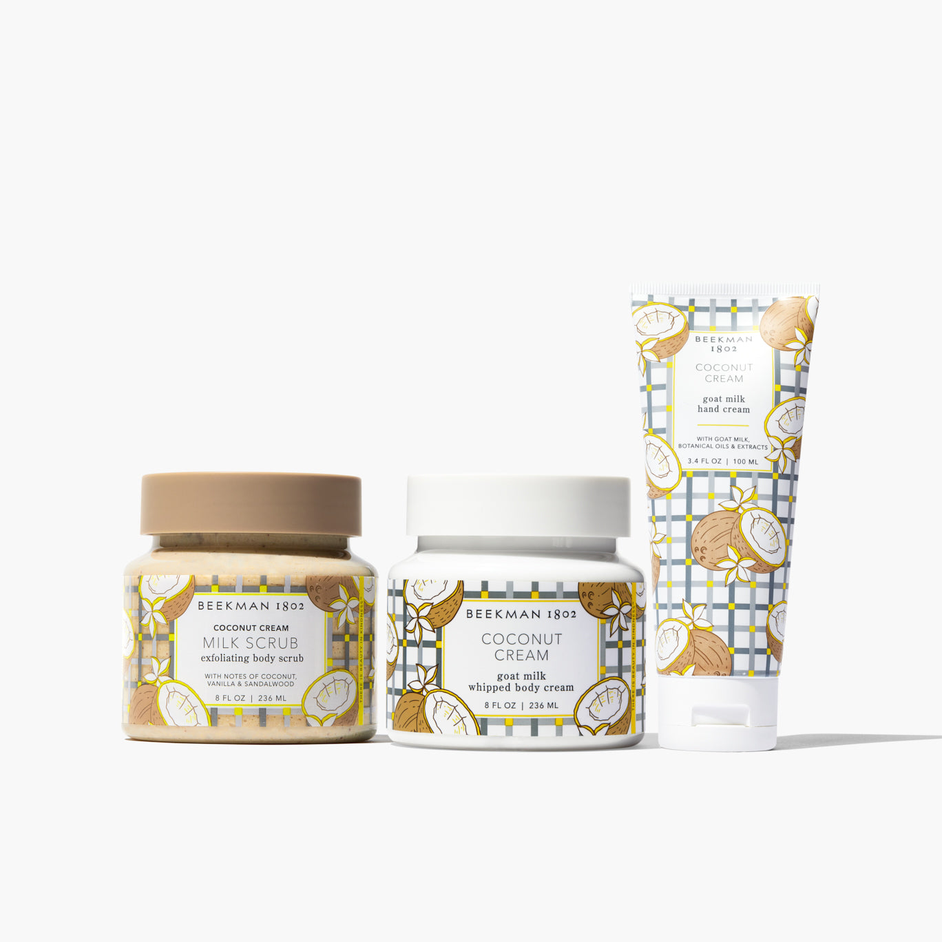 Organic Coconut Cream Body Lotion, Scrub & Wash Trio - Hydrating & Nourishing for Dry Skin - Perfect for Spa Day, Self-Care & Tropical Vacation Prep