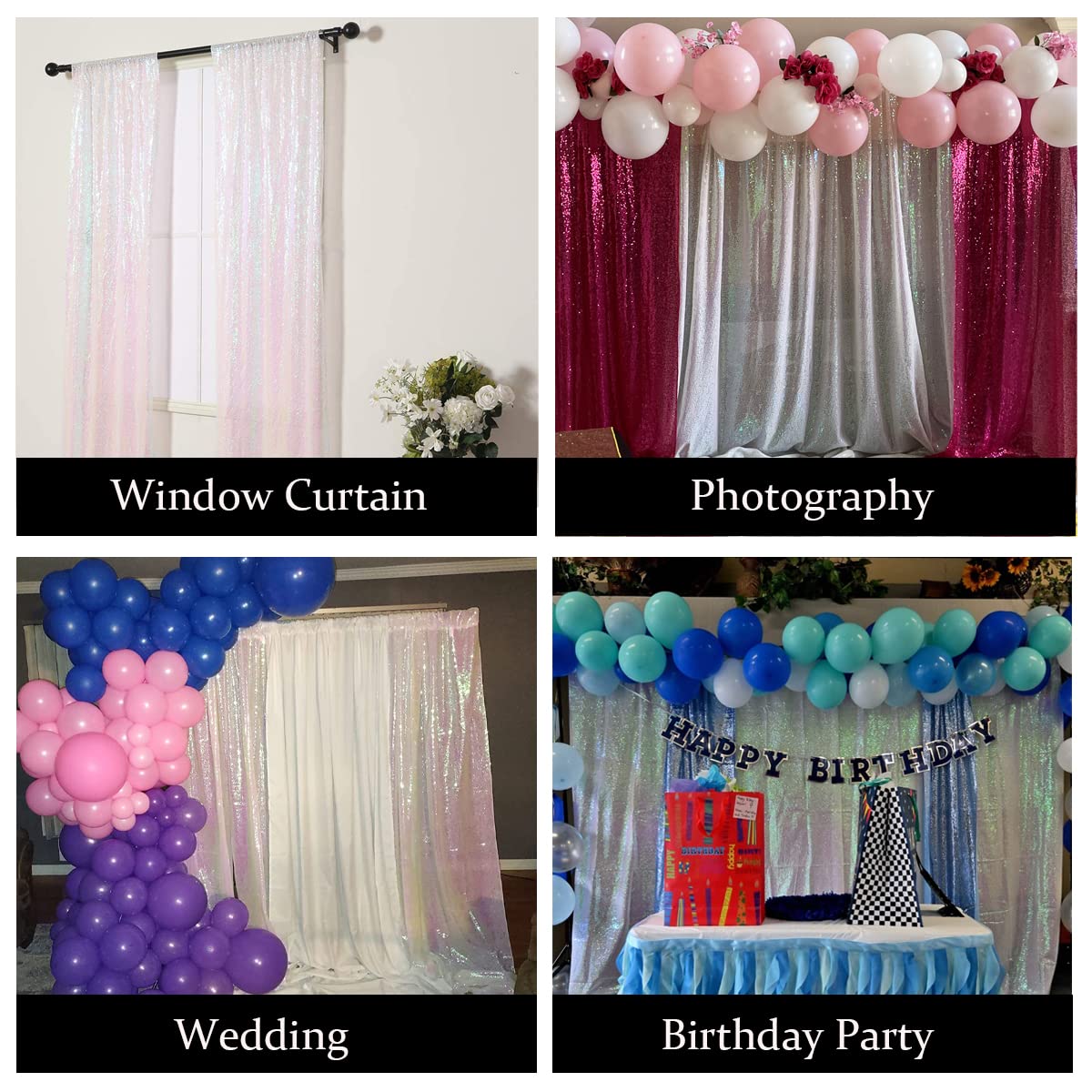 Sparkly Sequin Backdrop Curtains 2x8FT - Party Wedding Decor