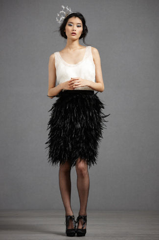 BHLDN Black Feather Skirt for Women - Elegant & Flowy Party Dress for Weddings, Dances & Special Occasions