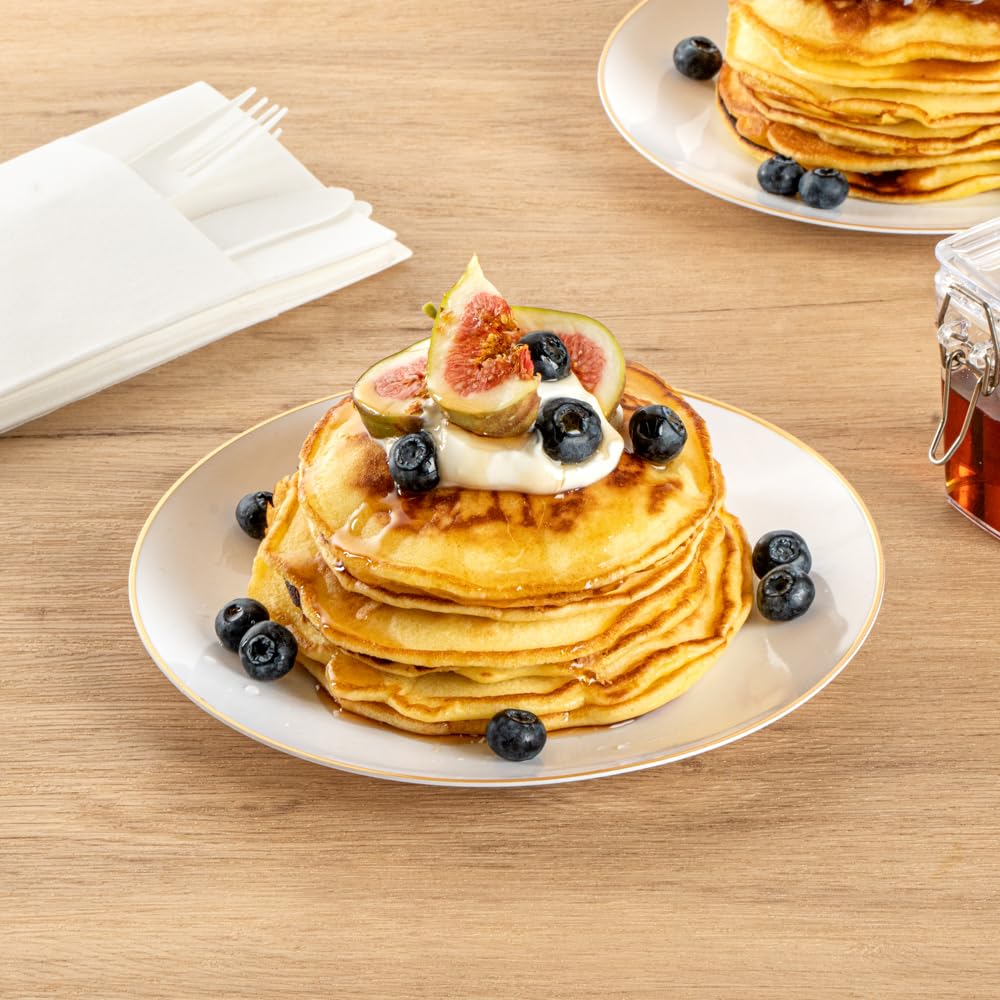 Premium 7.5 Inch Gold-Rimmed Disposable Plastic Plates - Heavy-Duty White Dinner Plates for Restaurants & Parties (40 Pack) - Ideal for Serving Warm & Cold Foods at Catering Events, Weddings & Family Gatherings