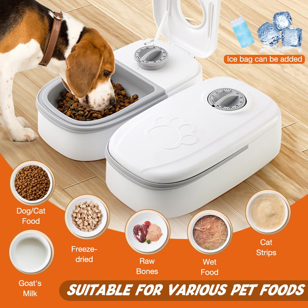 Afenau Automatic Cat Feeder - 2 Meal Timer for Dry & Wet Food, Perfect for Small to Medium Cats & Dogs | Smart Pet Feeder for Vacation, Workdays & Nighttime Feeding