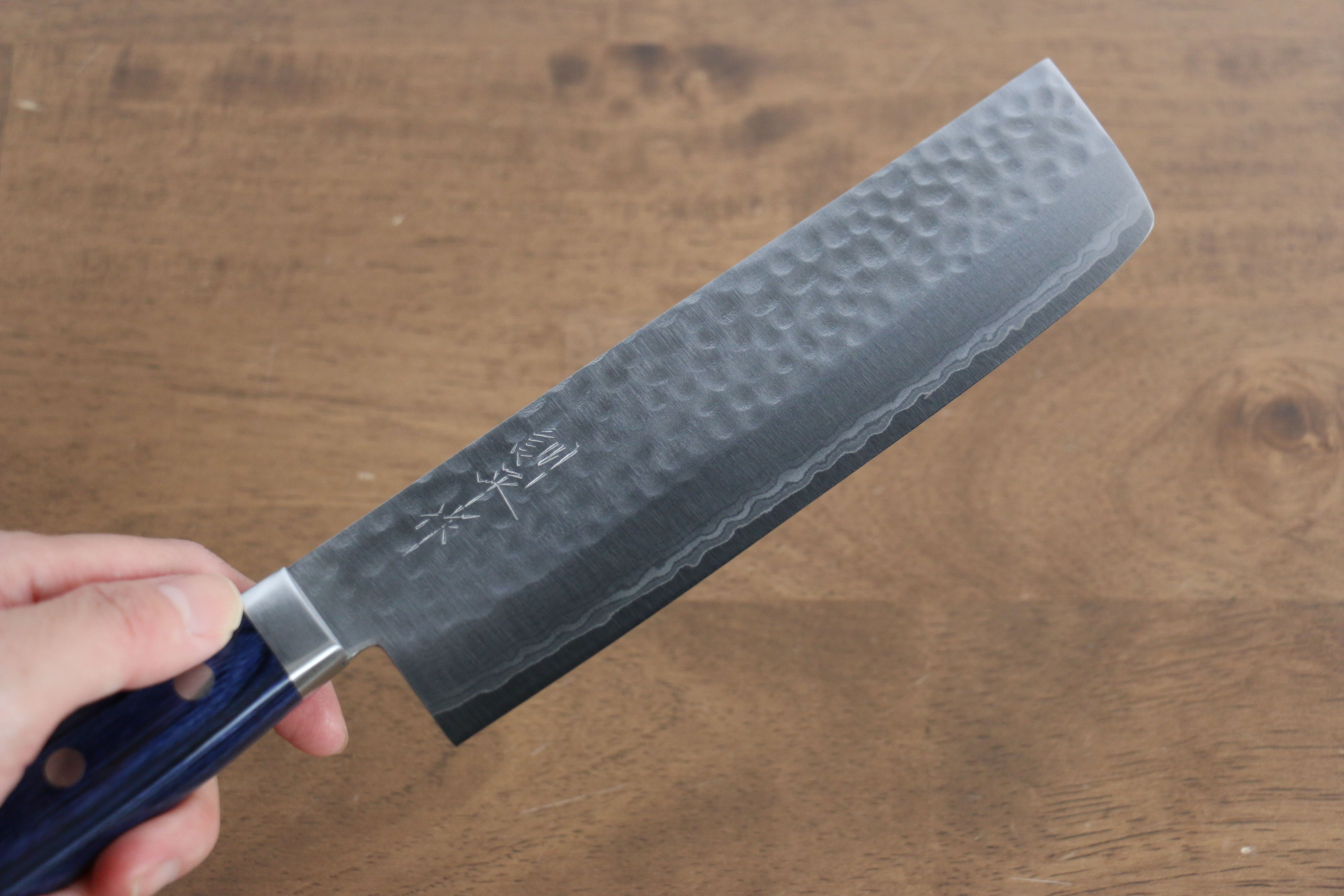 Premium Kunihira Kokuryu VG10 Hammered Usuba Knife 165mm - Japanese Blue Pakka Wood Handle - Professional Chef Knife for Sushi, Vegetables & Precision Cutting