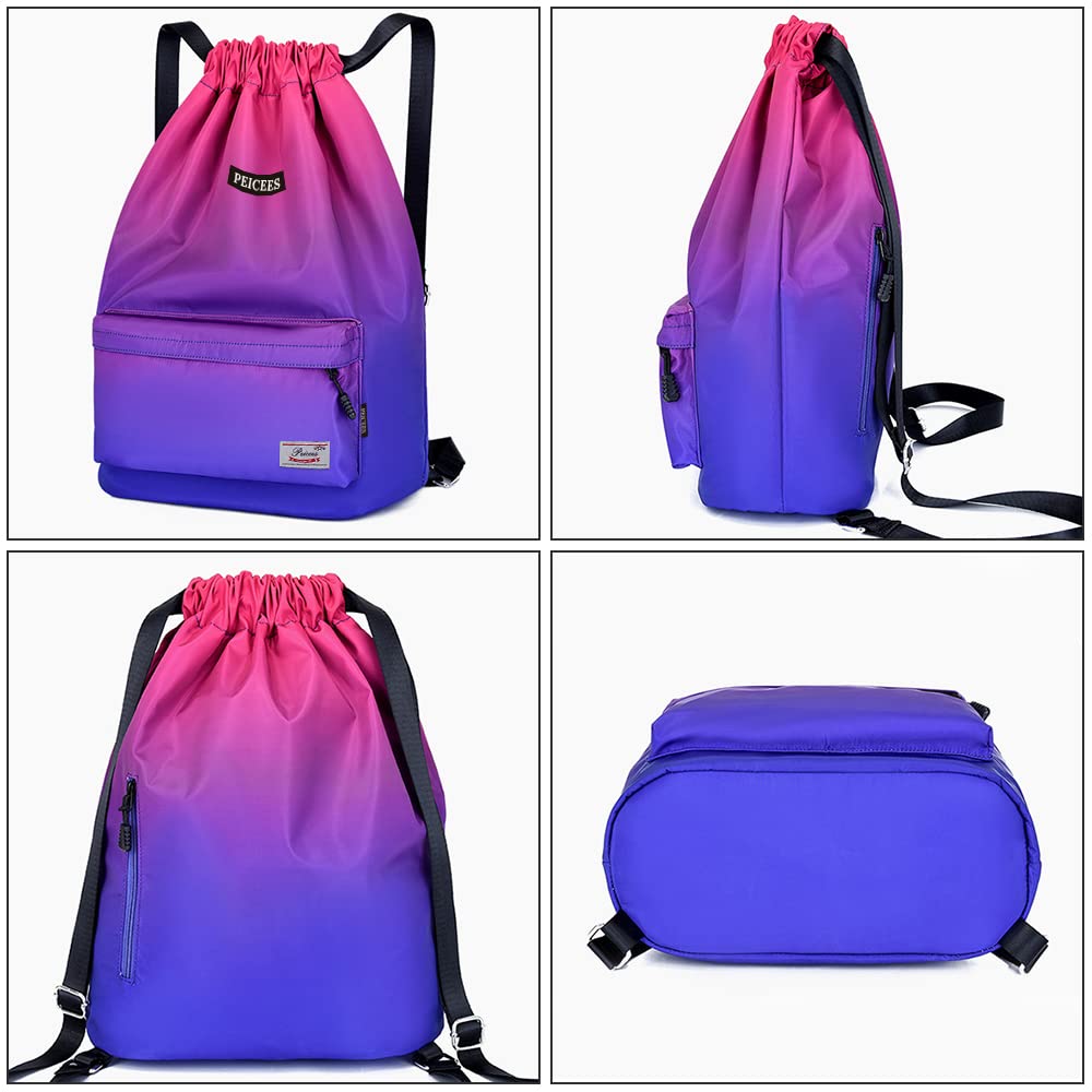 Waterproof Drawstring Sports Bag - Lightweight Sackpack Backpack for Men & Women - Ideal for Gym, Running, Travel & Outdoor Activities
