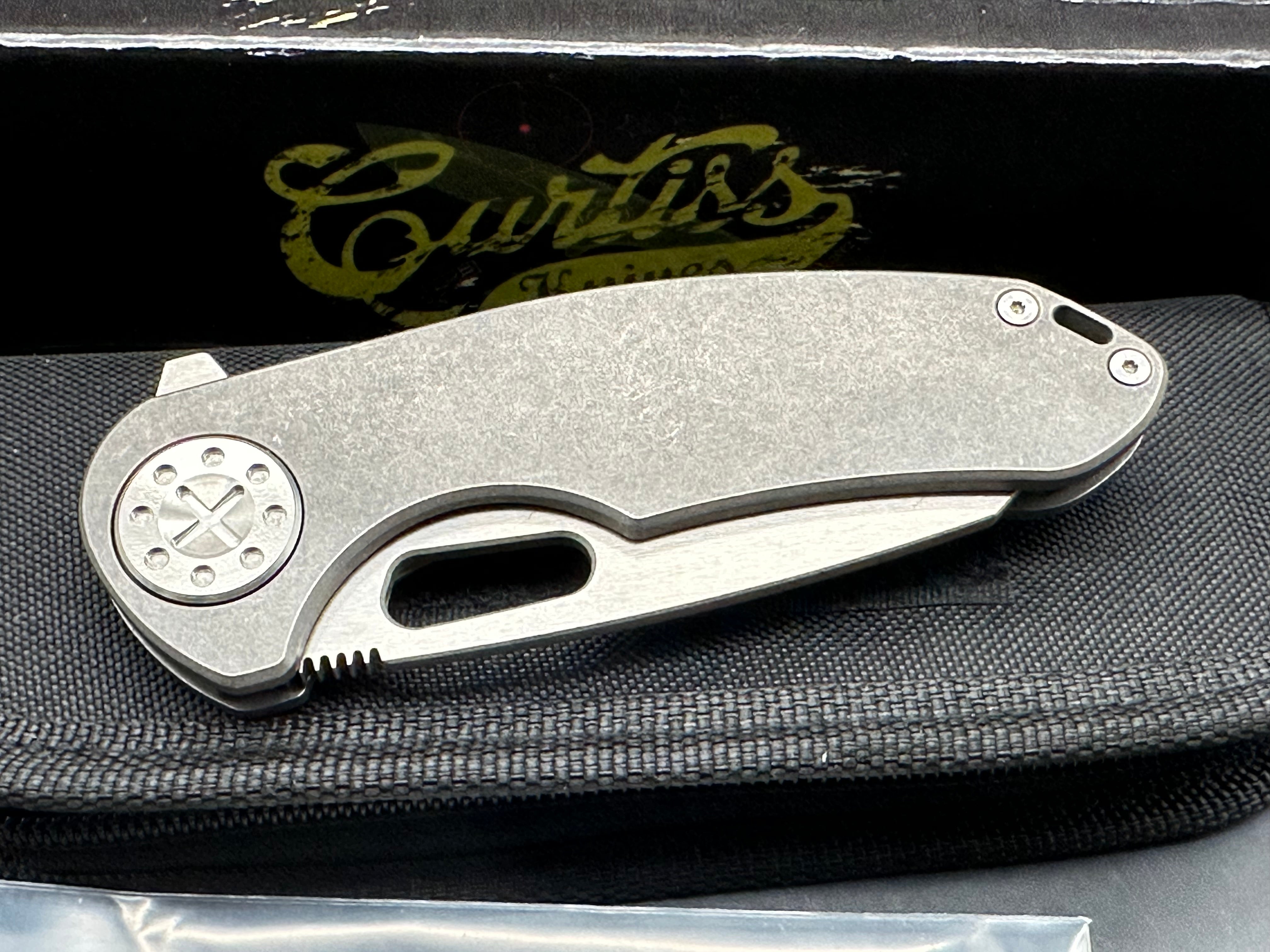 Premium Curtiss Custom Knives F3LT Wharny Flipper - Two-Tone CPM S45VN Wharncliffe Blade | EDC Pocket Knife for Outdoor, Camping & Everyday Carry