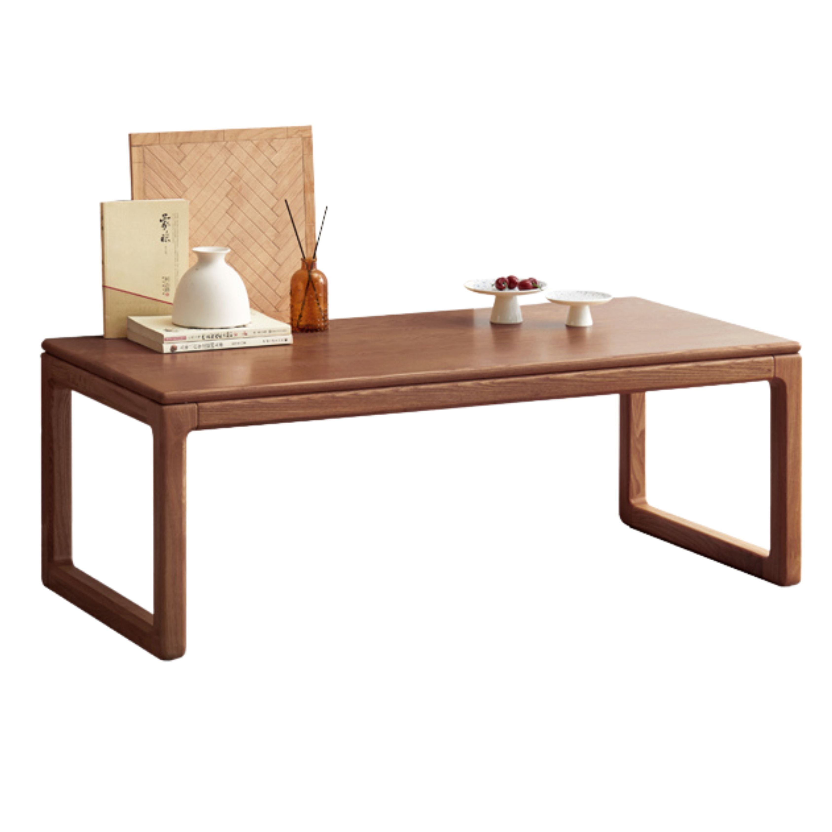 Japanese Style Solid Wood Tea Table - Oak, Black Walnut, Ash - Handcrafted Zen Coffee Table for Living Room, Meditation & Tea Ceremony