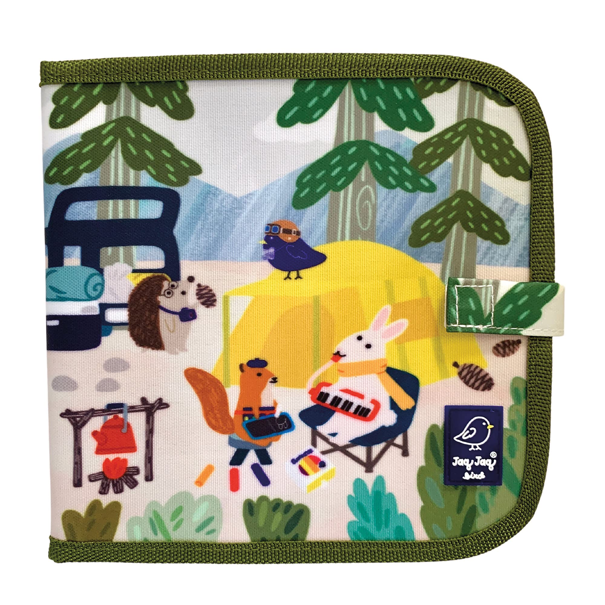 JJB & Friends Camping Doodle It and Go Activity Book - Reusable Chalk Board Book for Kids | Mess-Free Drawing & Creative Play | Portable Travel Toy with Dust-Free Chalk | Perfect for Road Trips, Camping & Indoor Activities
