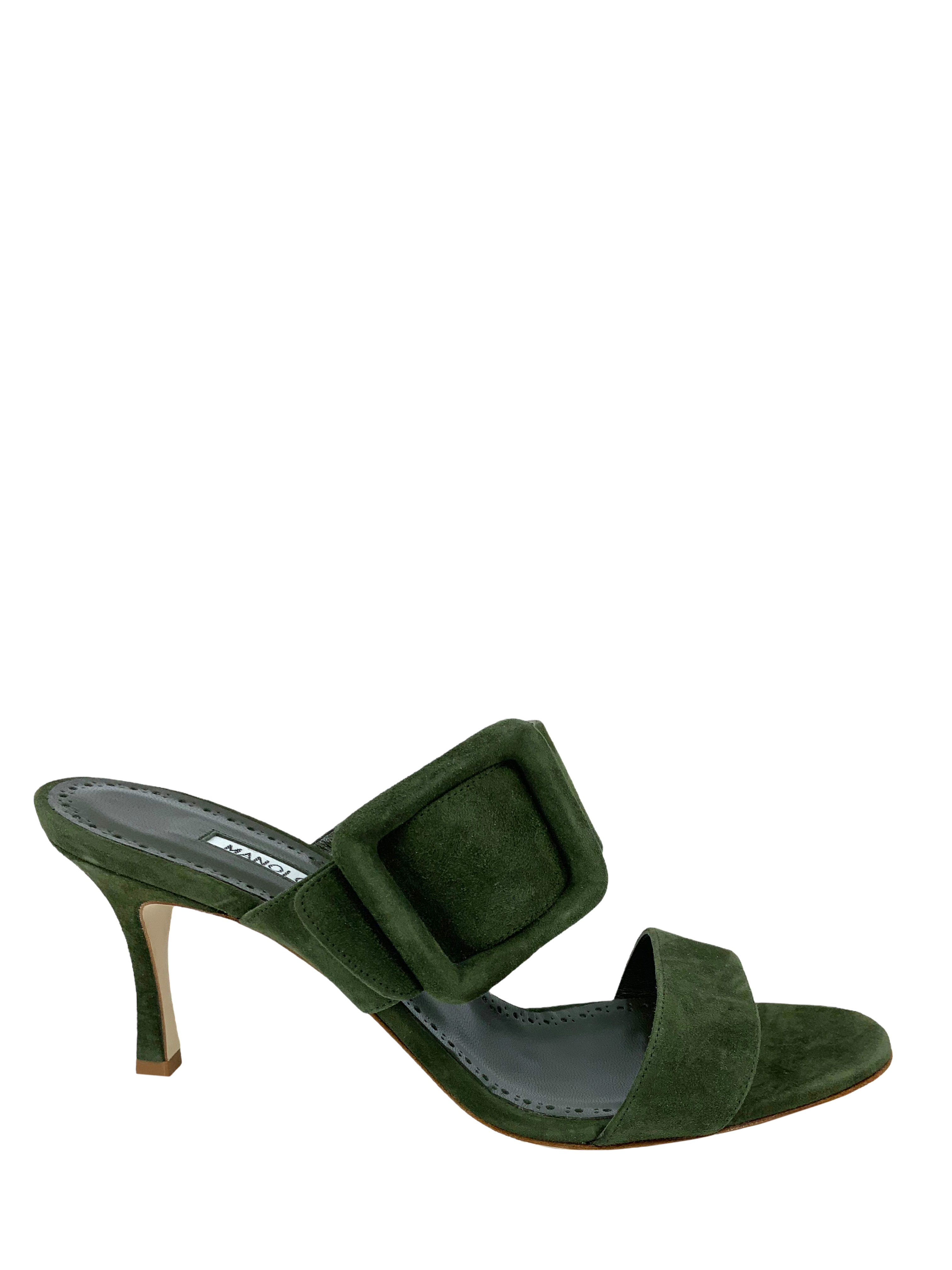 Manolo Blahnik Gable 70 Buckled Suede Mules - Women's Size 9 Luxury Comfort Slides | Perfect for Office, Cocktail Parties & Evening Events