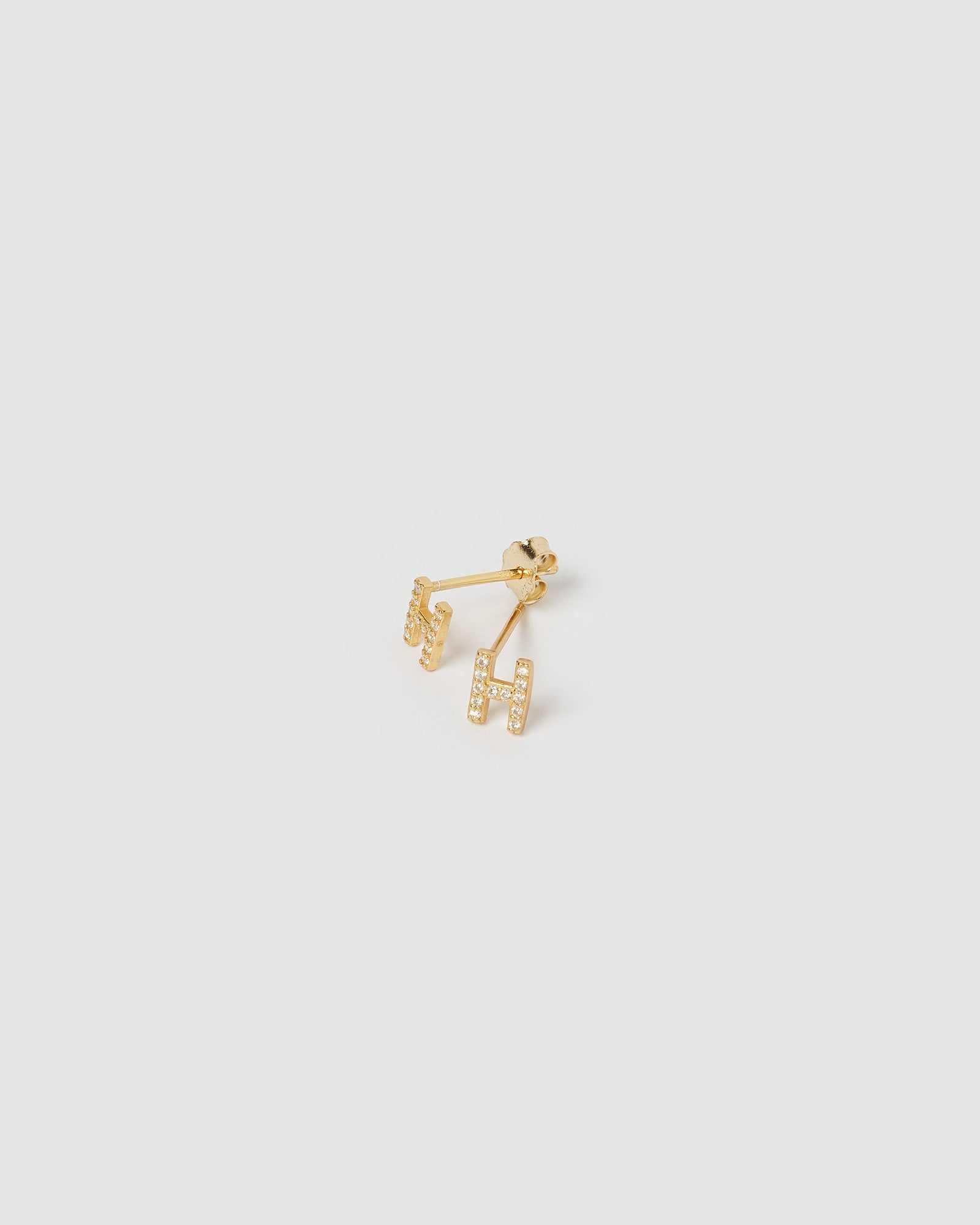 Izoa Gold Alphabet Mini Letter H Stud Earrings - Perfect for Gifts, Initial Jewelry & Everyday Wear
