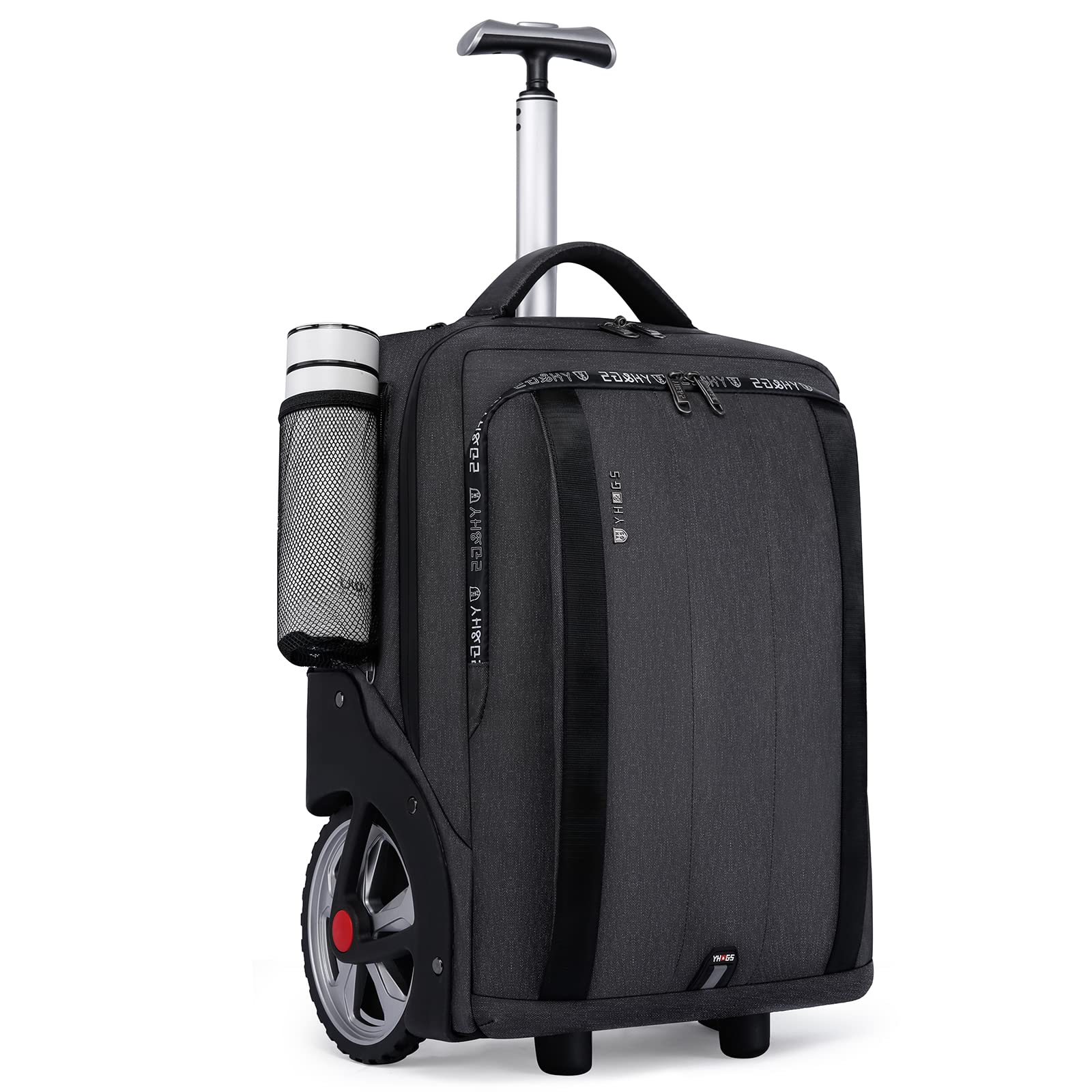 Rolling Backpack with Wheels - Travel & Work Laptop Backpack for Women & Men - 17.3 Inch Carry-On Luggage - Black | Perfect for Business Trips, Commuting & Air Travel