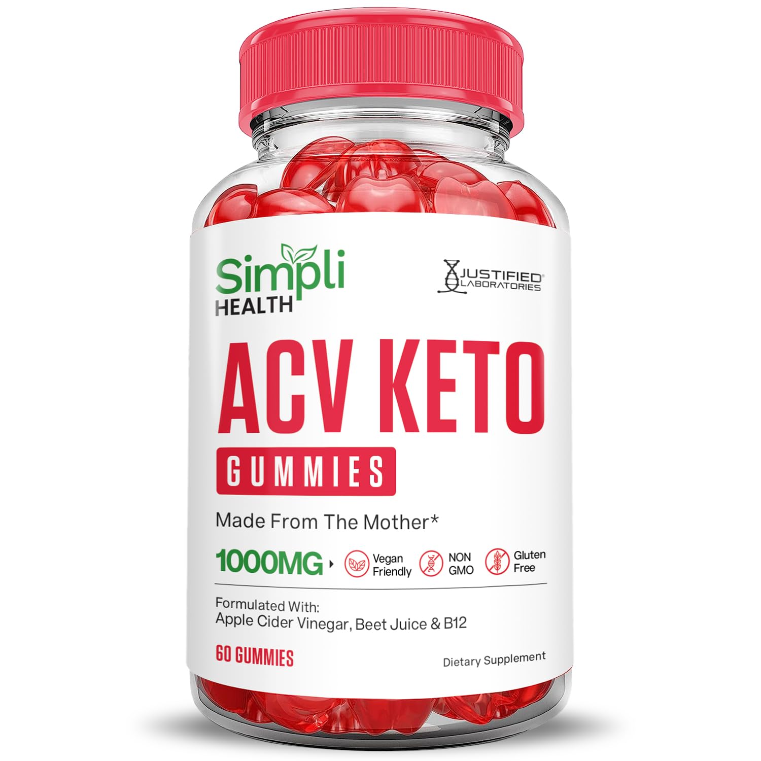 (10 Pack) Simpli Health Keto ACV Gummies - 1000MG Apple Cider Vinegar with Pomegranate & Beet Juice Powder | Vegan, Non-GMO, B12 Supplement | Supports Weight Loss & Energy Boost | Perfect for Keto Diet & Healthy Lifestyle