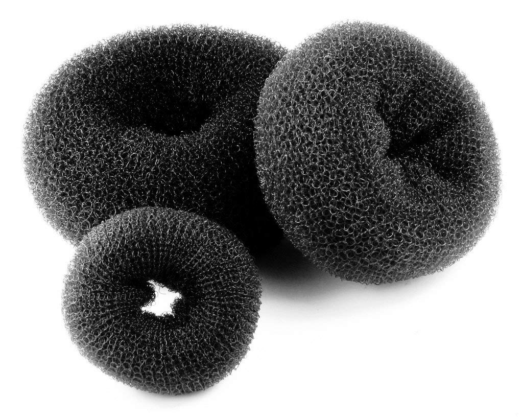 Glan Hair Donut Bun Maker Set of 3 (Large, Medium, Small) - 20g Black Hair Styling Tool for Perfect Buns & Updos - Great for Weddings, Parties & Everyday Hairstyles