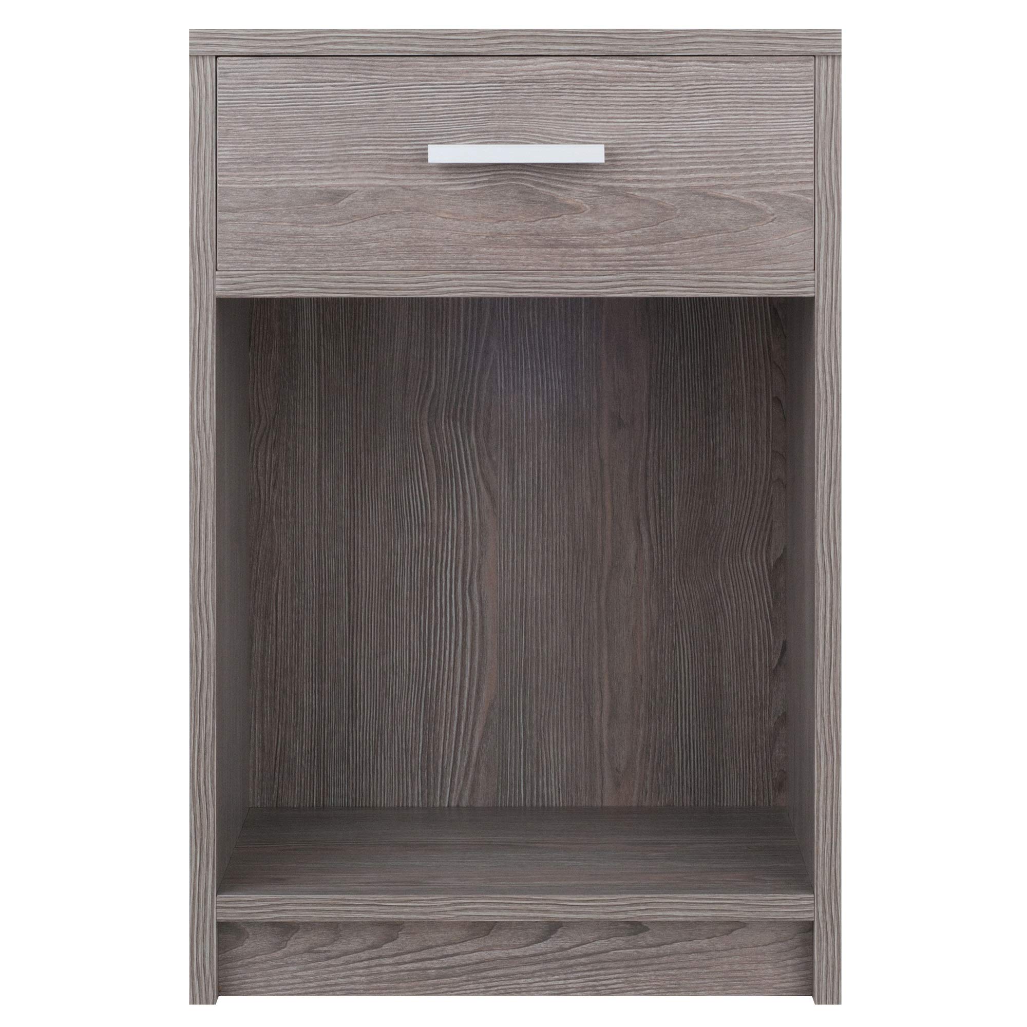 Contemporary Ergonomic Wooden Rennick Accent Table - Rustic Side Table with Drawer & Cabinet, Mini Bookshelf & Printer Stand in Ash Gray - Perfect for Living Room, Bedroom, or Home Office Decor