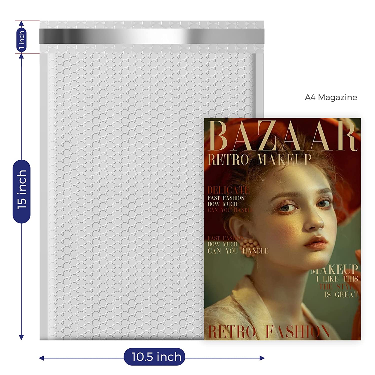 10.5x16 Inch Bubble Mailers - Self-Sealing Padded Envelopes for Shipping, Mailing & Packaging - Perfect for Ecommerce, Small Businesses & Online Sellers (Pack of 50) - Great for Protecting Books, Jewelry, Cosmetics & Fragile Items During Transit