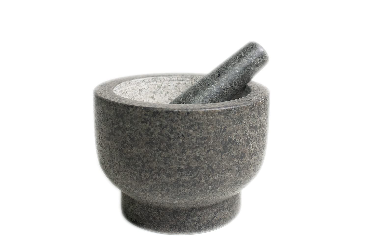 Frieling Goliath Natural Granite Mortar and Pestle Set - 5 Inch Spice & Herb Grinder for Kitchen, Seeds, Peppercorns - Perfect for Guacamole, Pesto & Fresh Spice Preparation