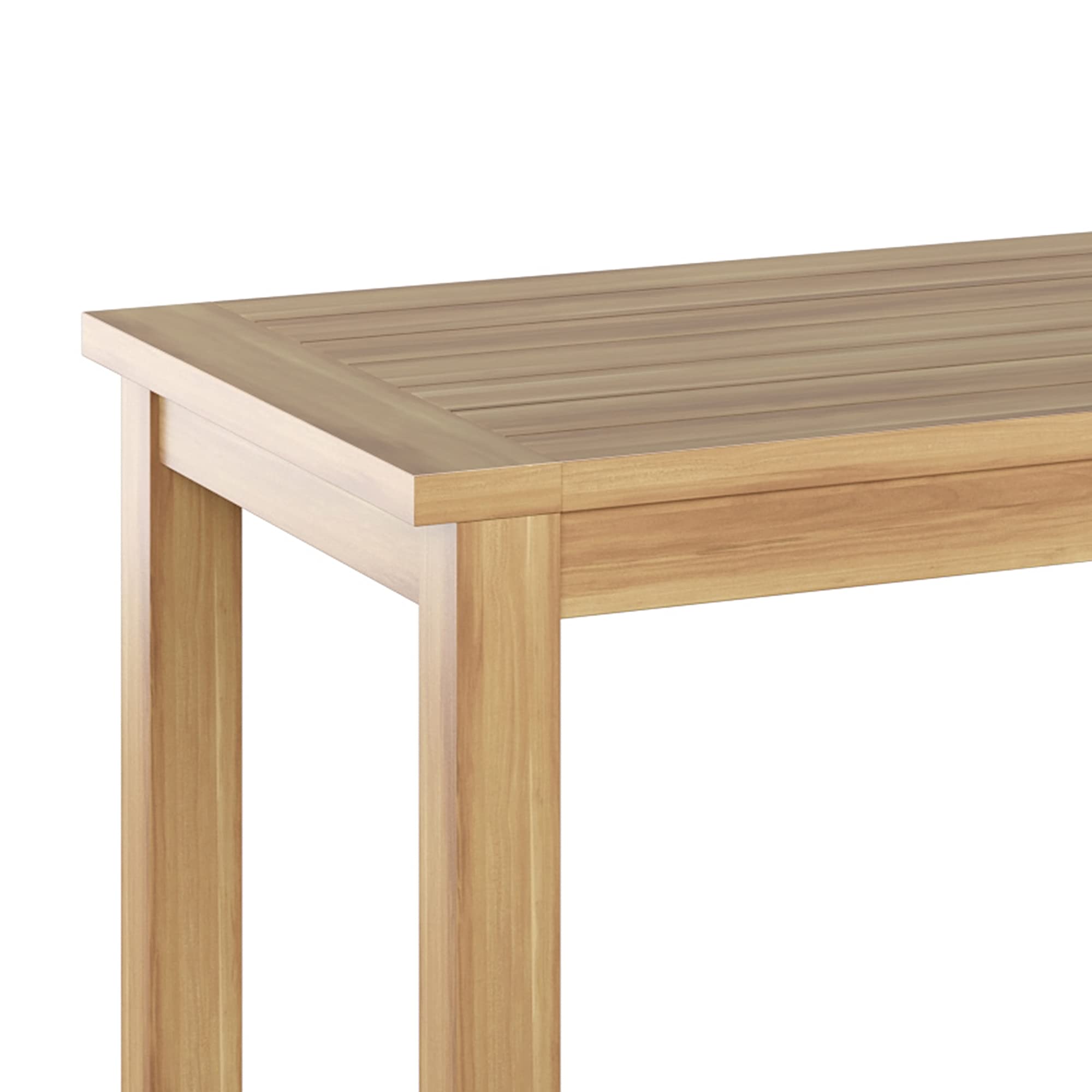 TK Classics DT60-79-Q688 60 Inch Acacia Wood Rectangular Dining Table with Umbrella Hole - Natural Beige Finish - Perfect for Patio, Backyard, and Outdoor Dining Areas