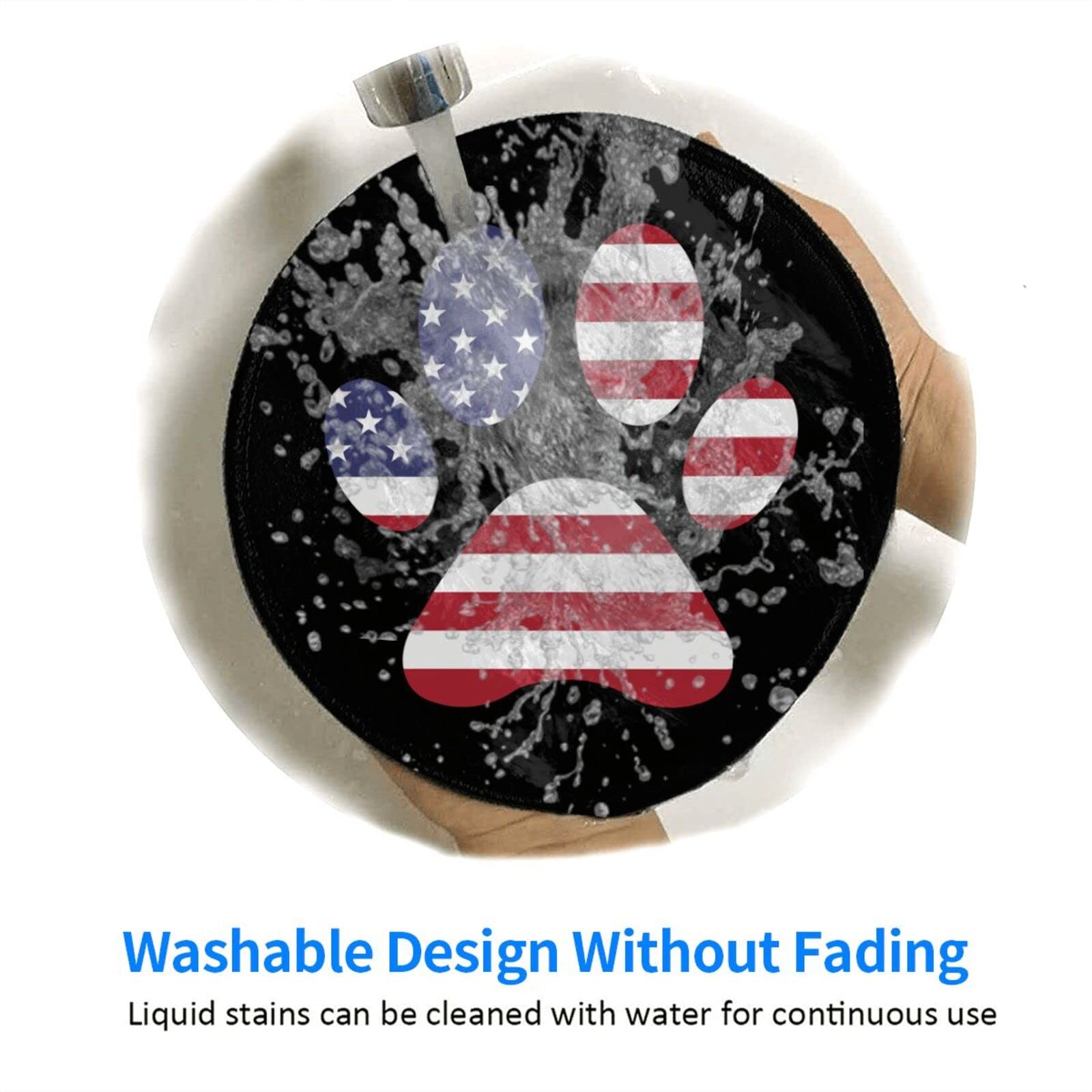 American Flag Dog Paw Mouse Pad - Non-Slip Round 8 Inch Set of 2 - Personalized Computer Mousepad for Laptop, Office & Home - Patriotic Pet Accessory for Work, Gaming & Daily Use