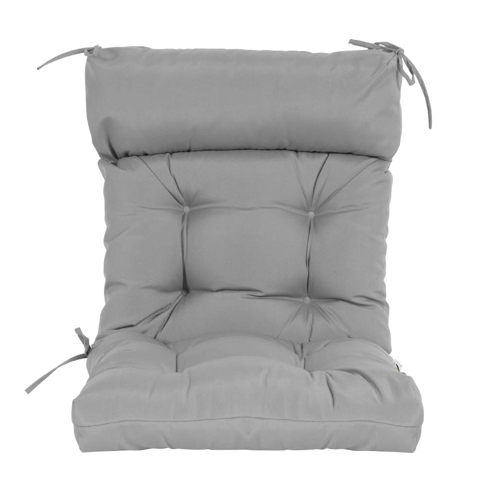 QILLOWAY High Back Chair Cushion Set of 4 - Tufted Indoor/Outdoor Replacement Cushions, Grey - Perfect for Patio Furniture, Dining Chairs, and Lounge Seating