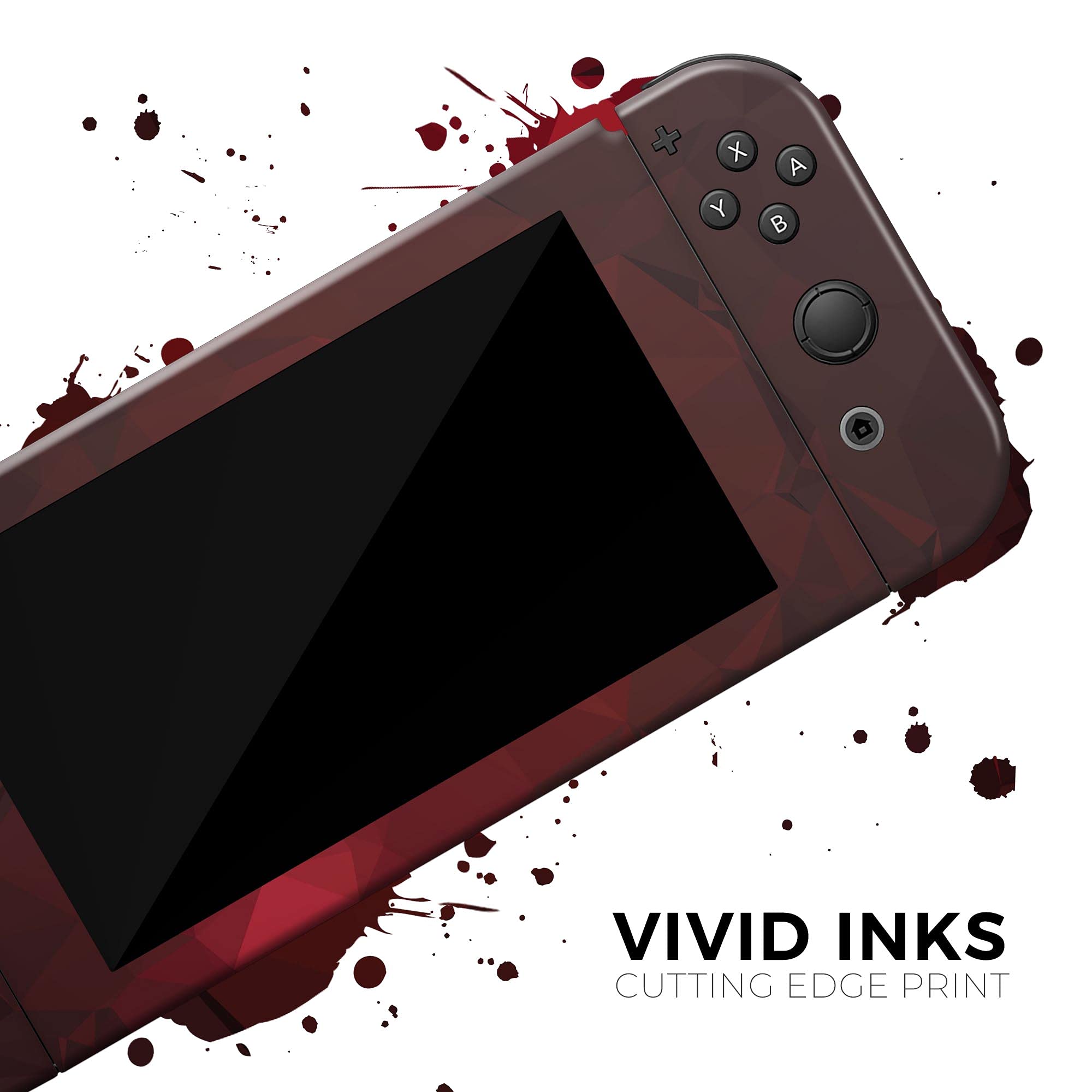 Nintendo Switch & Joy-Con Skin Decal - Scratch-Resistant Removable Vinyl Wrap Cover with Red Geometric Design | Protective Gaming Accessory for Switch Console - Perfect for Travel, Gaming Sessions & Customization