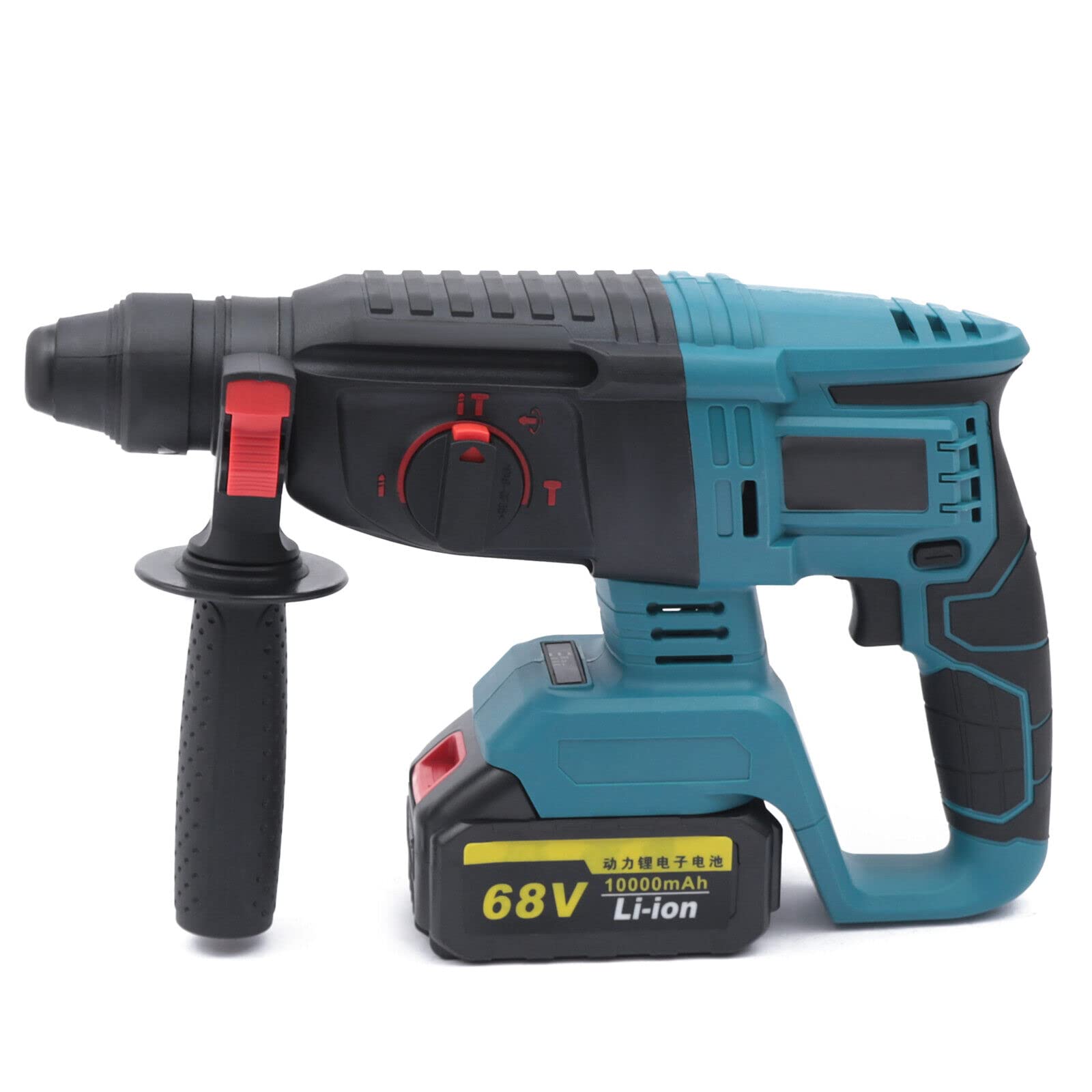 4 in 1 Cordless Hammer Drill Kit - Brushless Rechargeable Electric Demolition Jack Hammer with 2 Li-Ion Batteries - Concrete Breaker & Punching Tool for Wood, Metal & Masonry Drilling - Perfect for DIY Projects, Home Renovation & Construction Work