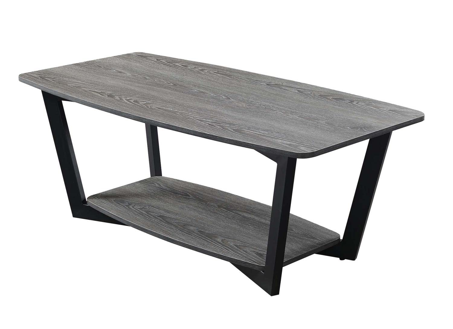 Convenience Concepts Graystone Coffee Table - Weathered Gray & Black Frame - Modern Living Room Furniture for Home Decor & Entertainment