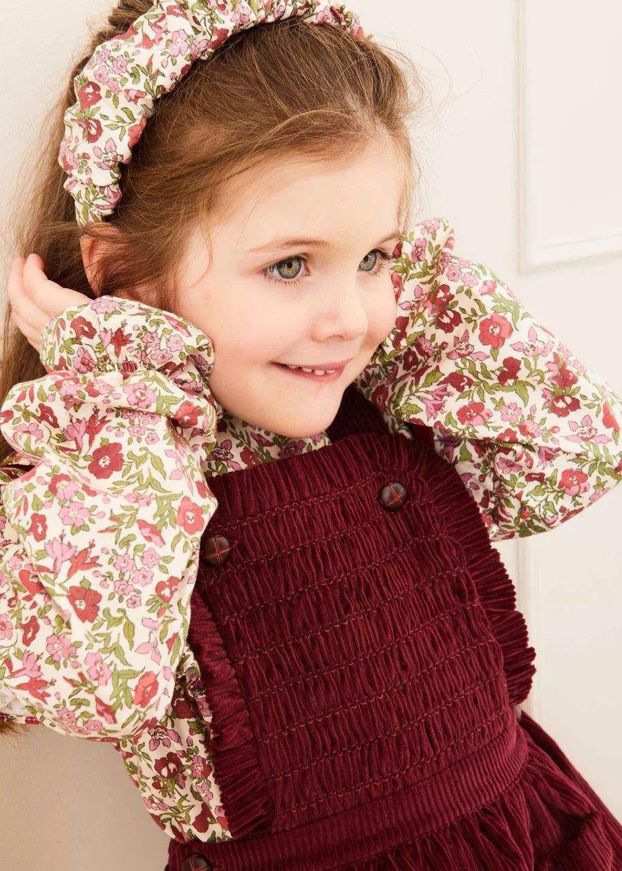 Stylish Burgundy Corduroy Frill Detail Skirt with Adjustable Braces for Toddlers (12 Months to 3 Years) - Perfect for Playdates, Photo Shoots & Special Occasions