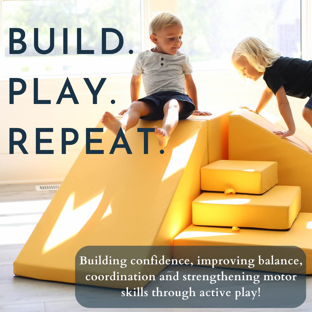 **Foamnasium Corner Climber - 6-Piece Indoor Foam Playset for Toddlers & Kids | Safe Soft Play Climber for Crawling, Climbing, Sliding & Jumping | Made in USA | Mint Green | Perfect for Playrooms, Daycares & Home Gyms**