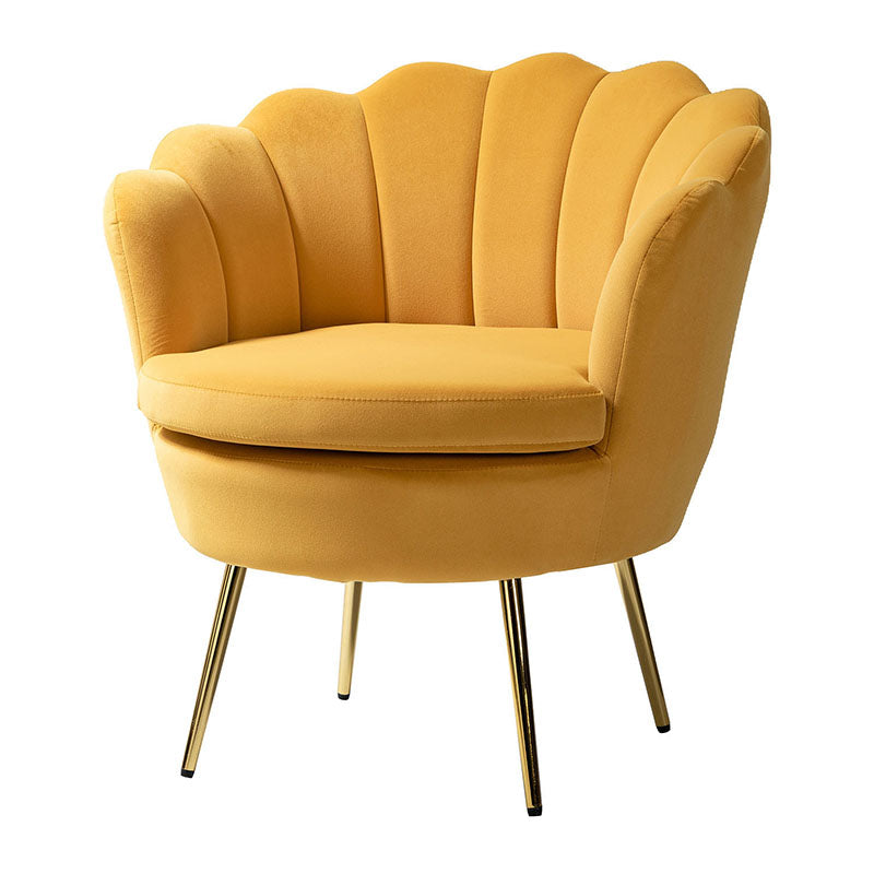 Evelia Velvet Scalloped Barrel Chair - Luxurious Velvet Accent Chair with Curved Back for Living Room, Bedroom & Office - Perfect for Reading Nook, Lounge Area or Home Decor