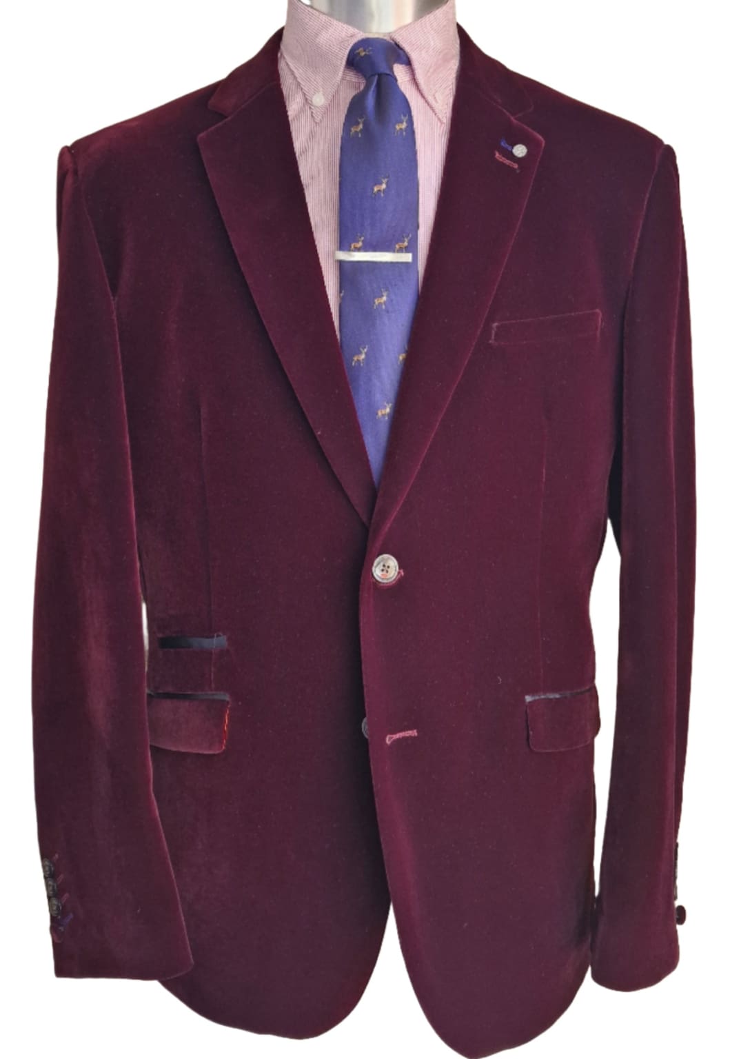 Cavani Sicily Wine Velvet Slim Fit Blazer for Men - Elegant Formal Jacket for Weddings, Parties & Business Events