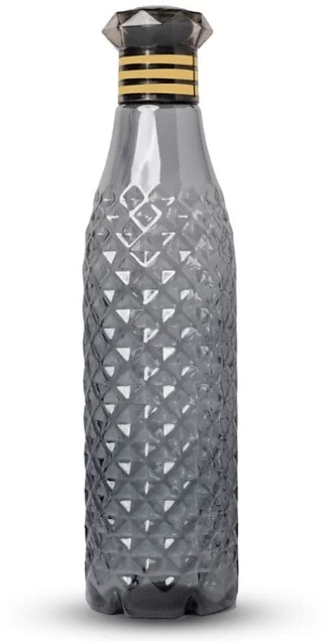 DEE SONS 1000ml BPA-Free Clear Diamond-Shaped Water Bottle with Leak-Proof Lid - 3 Pack (Black) for Home, Office, Gym & Outdoor Activities