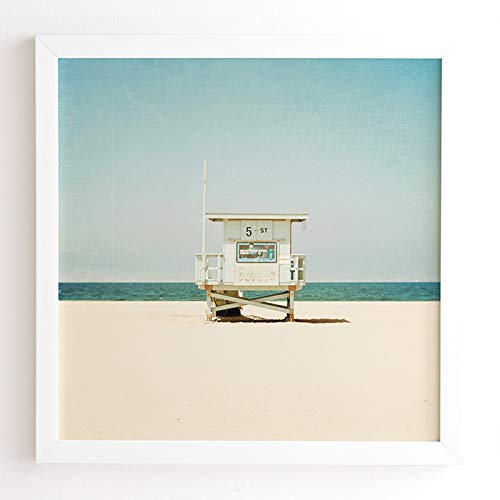 Deny Designs Bree Madden Basic White Framed Wall Art - 30x30 Inches - Modern Home Decor for Living Room, Bedroom & Office