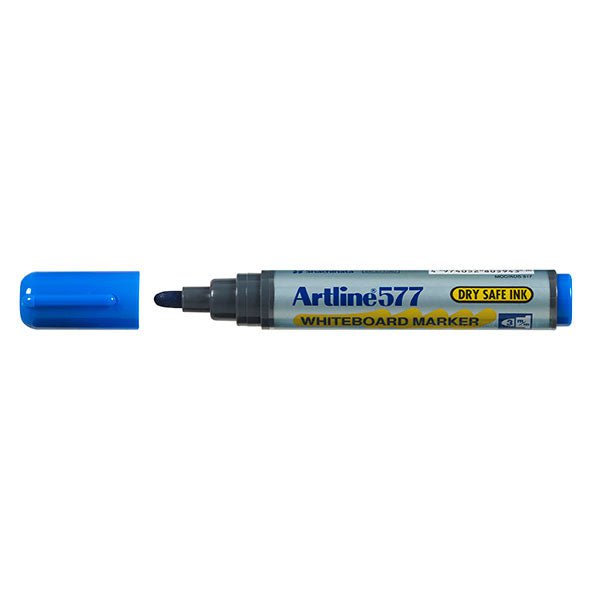 Artline 577 Whiteboard Markers - 3mm Bullet Tip, Blue Ink, Pack of 12 - Perfect for Office Meetings, Classroom Teaching & Home Organization