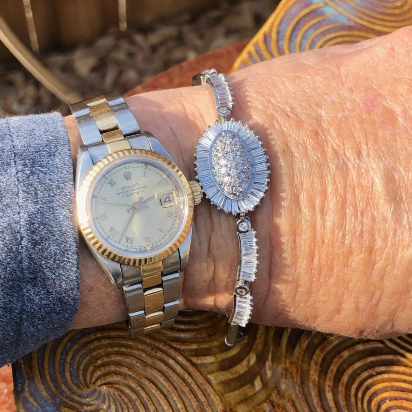 Elegant Sterling Silver Cocktail Bracelet with Sunburst Cubic Zirconia - Perfect for Evening Parties & Special Occasions